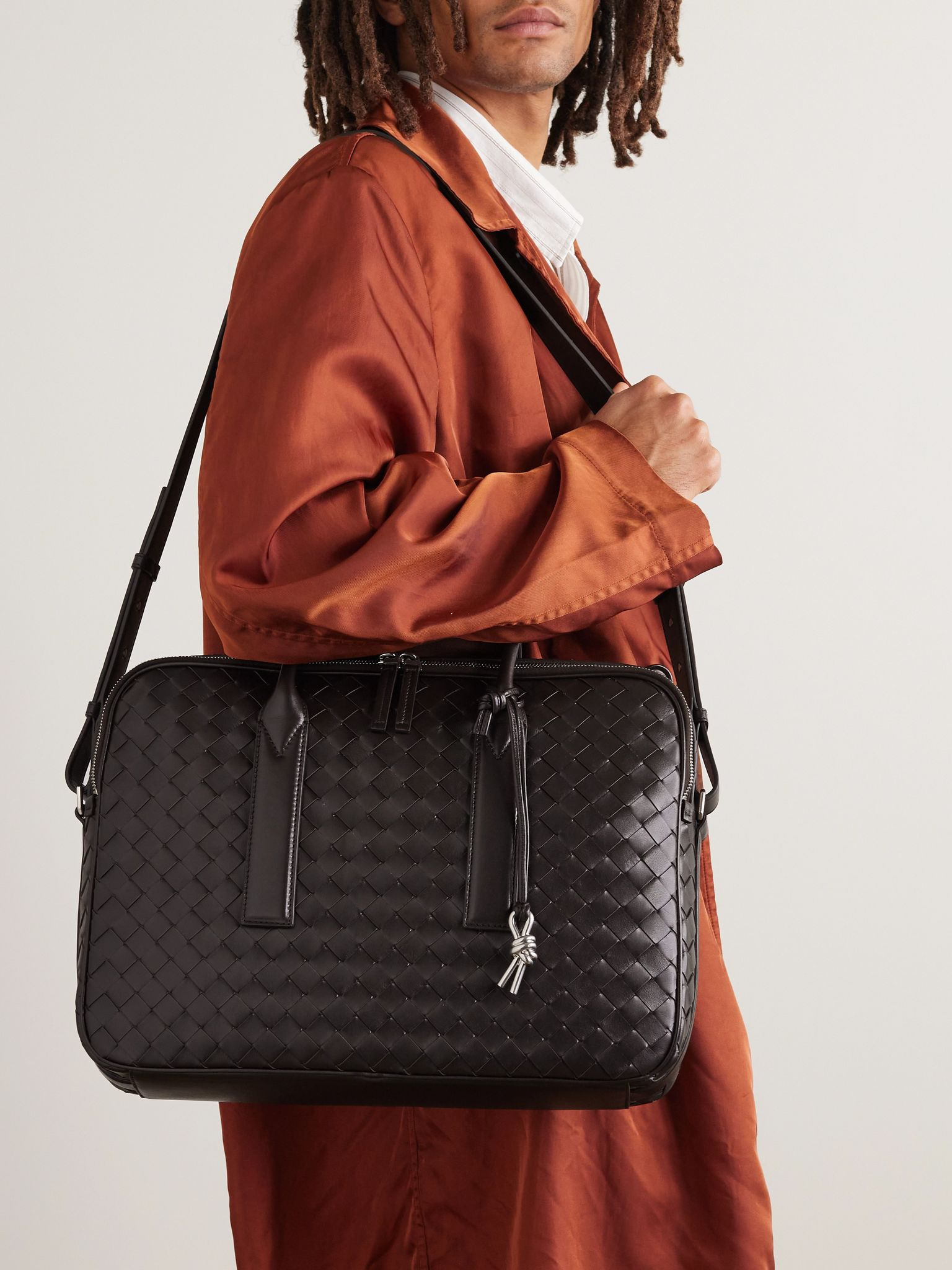 Getaway Intrecciato Leather Briefcase Brown - 2