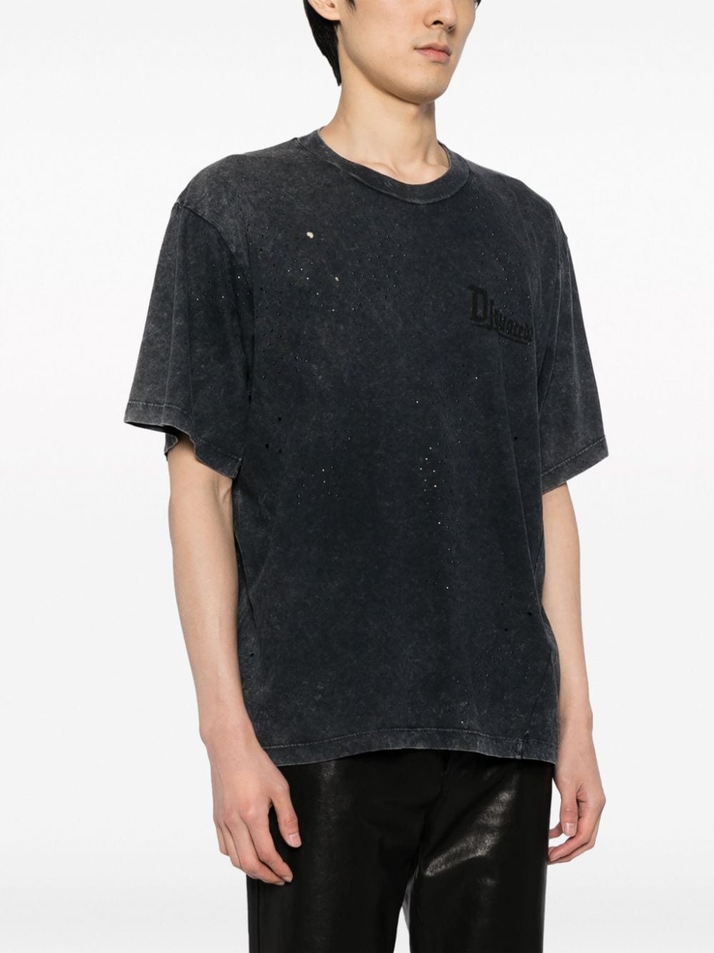 distressed-effect cotton T-shirt - 3