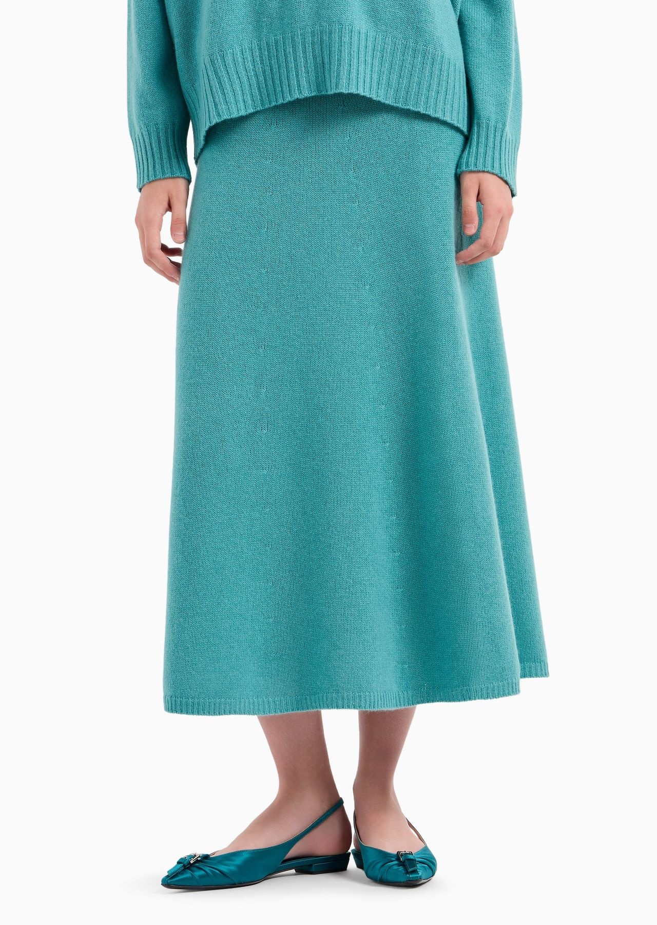 Seamless plain virgin wool midi skirt - 2