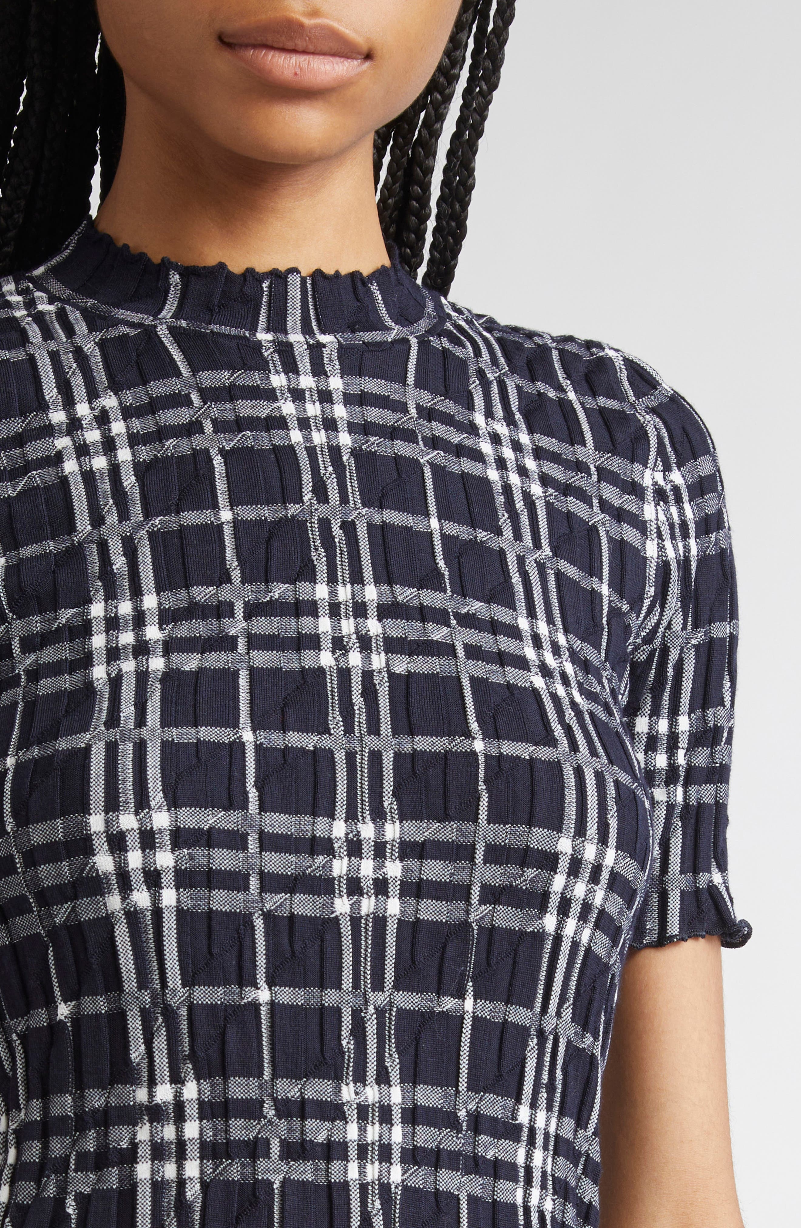 burberry Check Lettuce Edge Top in Ink/Chalk at Nordstrom - 5
