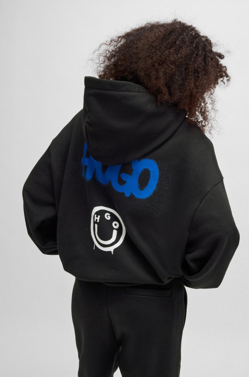 COTTON-TERRY HOODIE WITH HAPPY HUGO LOGO ON BACK 5