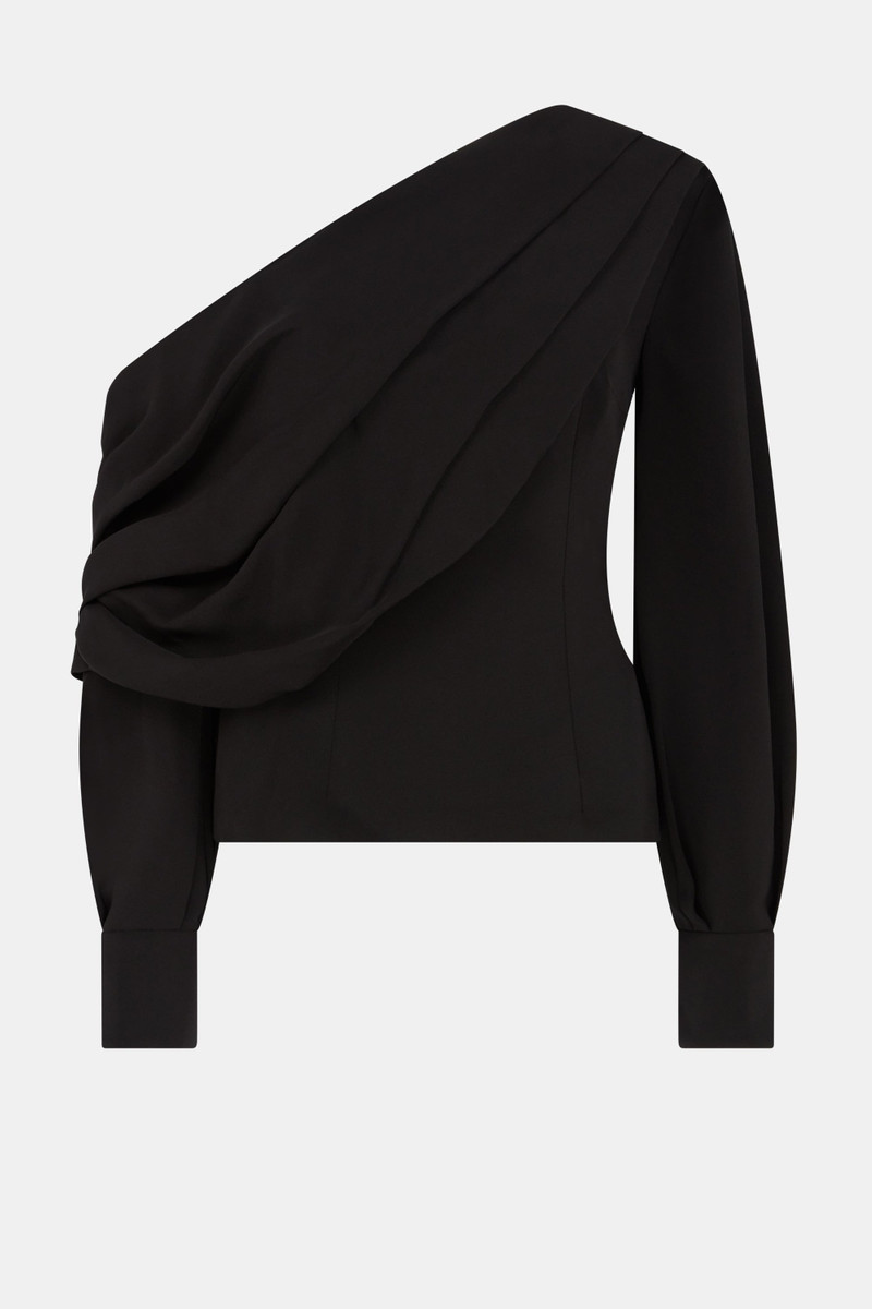 Alida Top In Black Silk Crepe De Chine 1