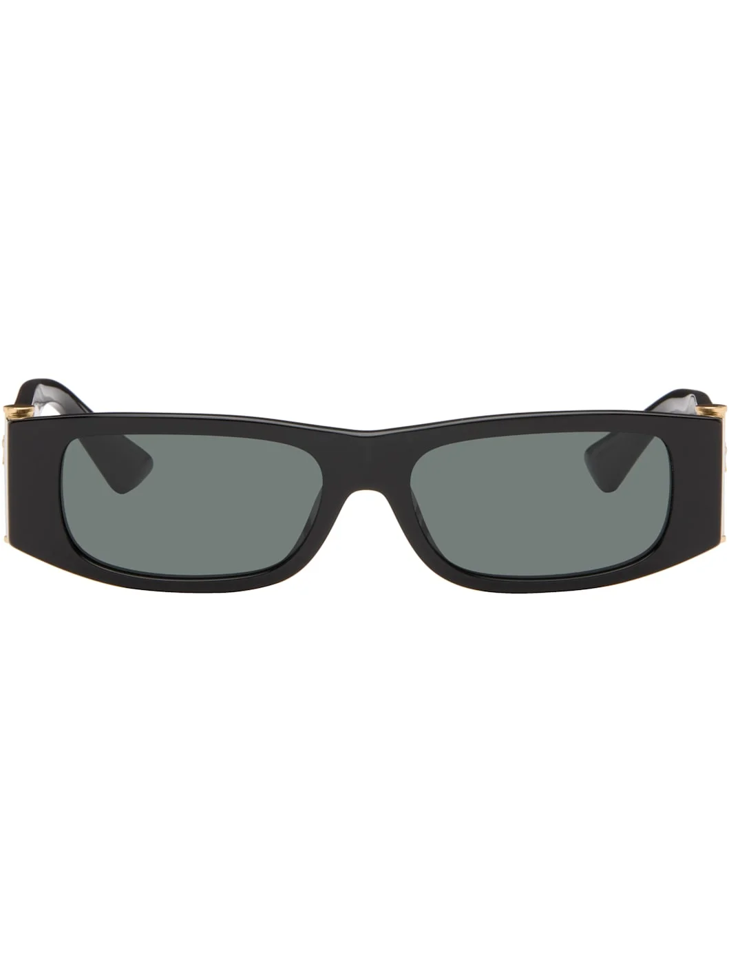 Black Medusa Glam Rectangular Sunglasses - 1