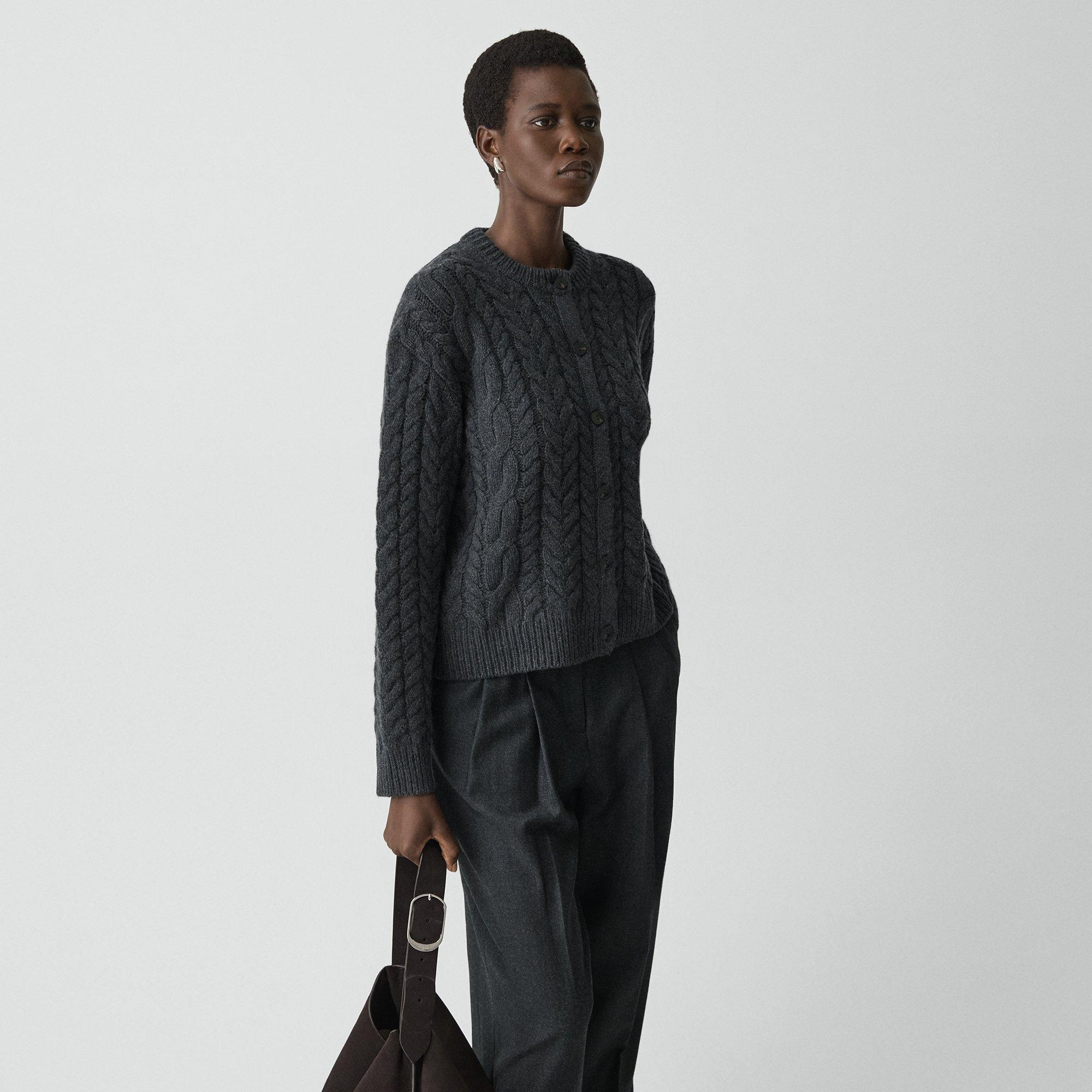 Cable-Knit Cardigan in Felted Wool-Cashmere - 2