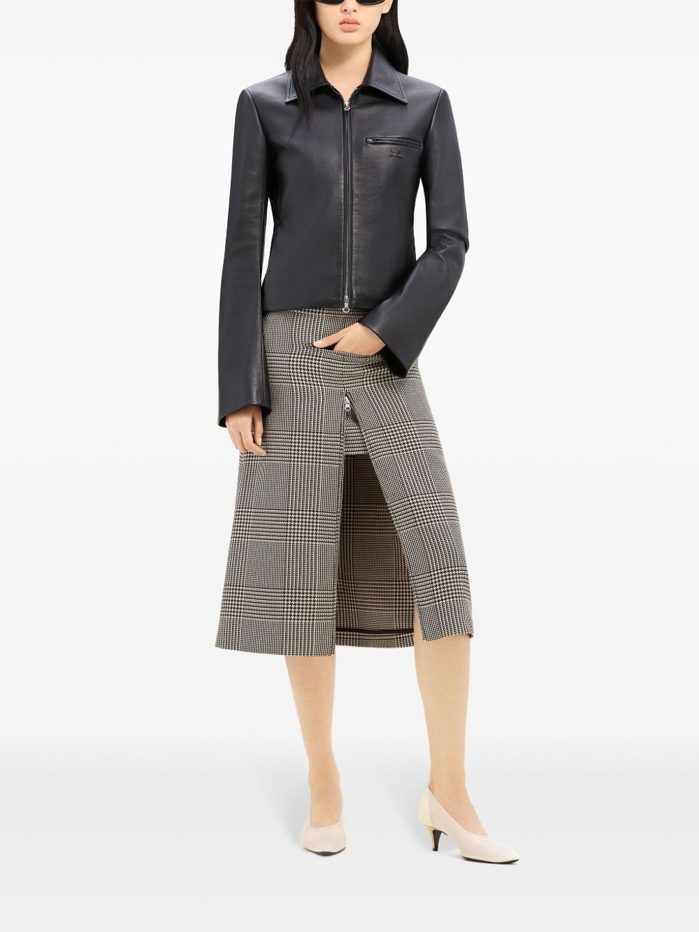 zip-fastening leather jacket - 2