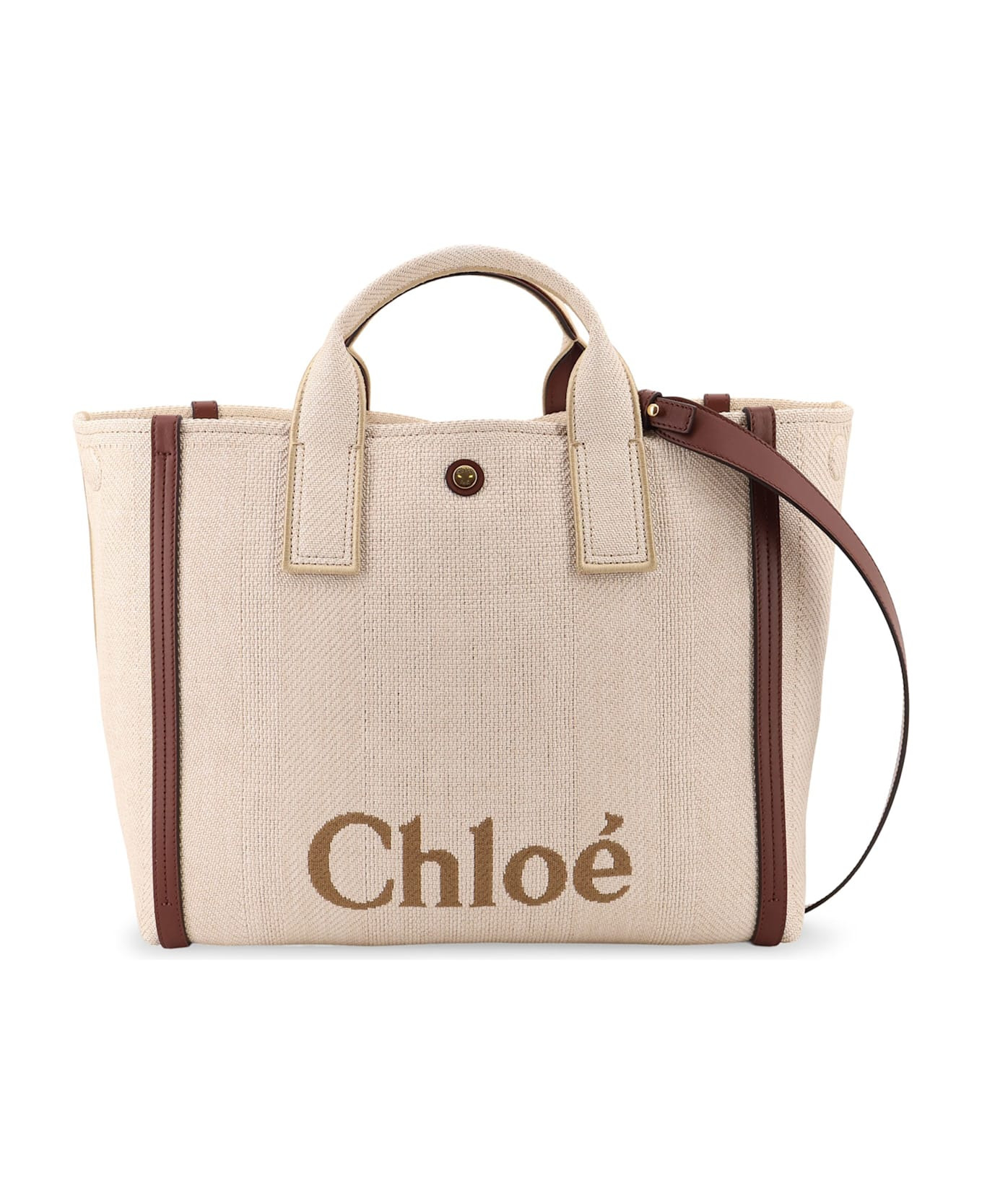 Chloè Carry Canvas Shoulder Bag With Logo Embroidery - 2