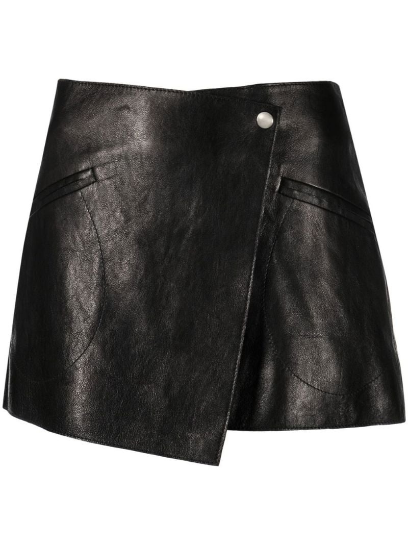 leather mini wrap skirt - 1