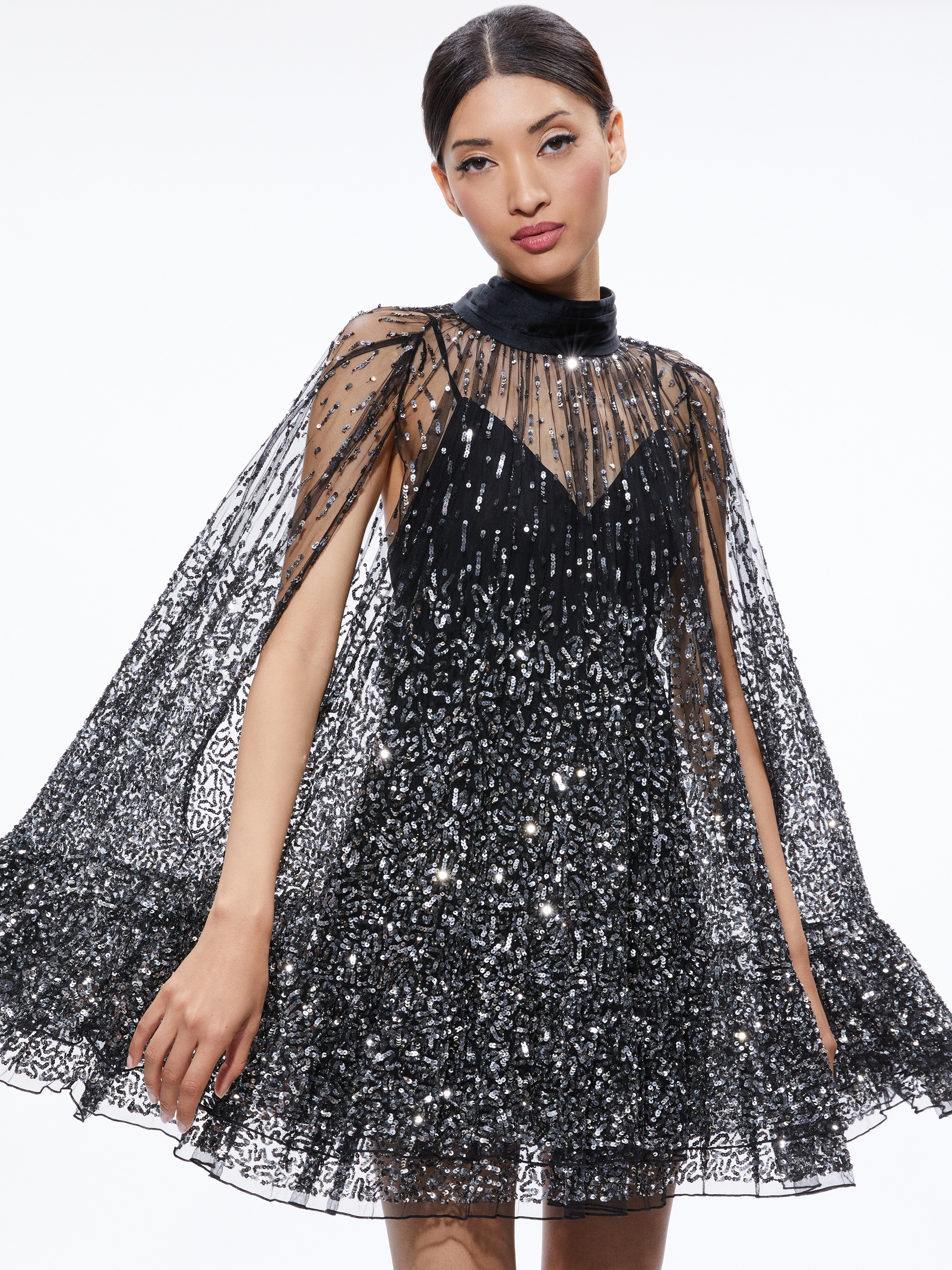 ZENON SEQUIN CAPE MINI DRESS - 4