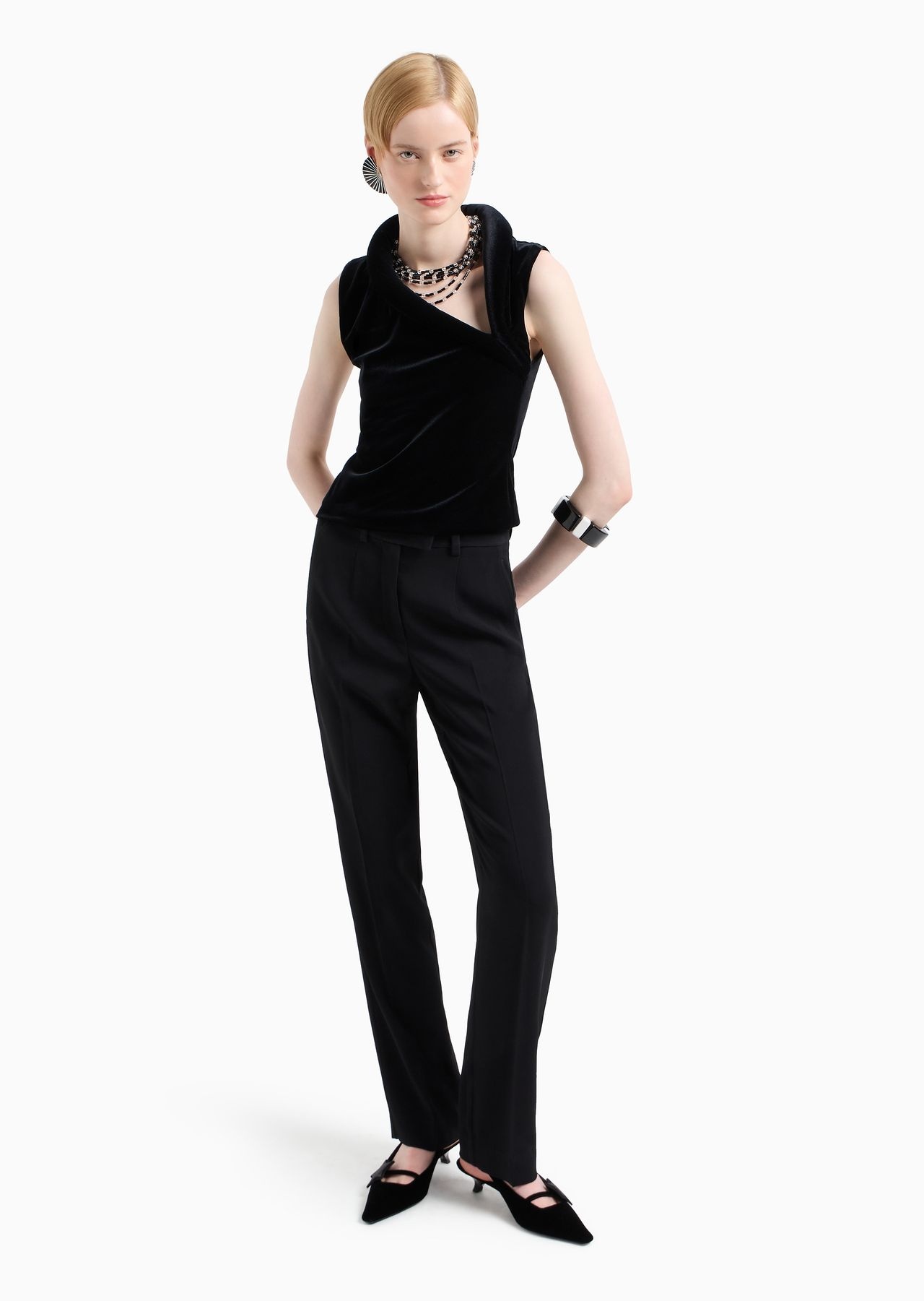 Chenille jersey top with asymmetric neckline - 4