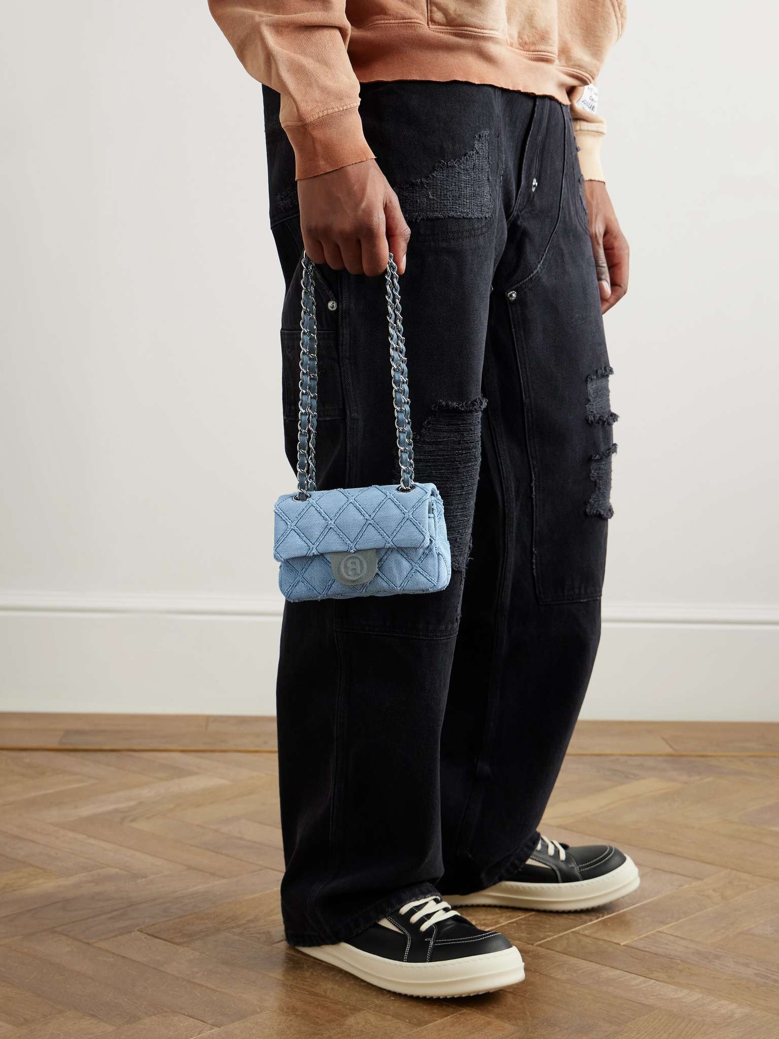 Rhombus Nano Quilted Denim Messenger Bag - 2