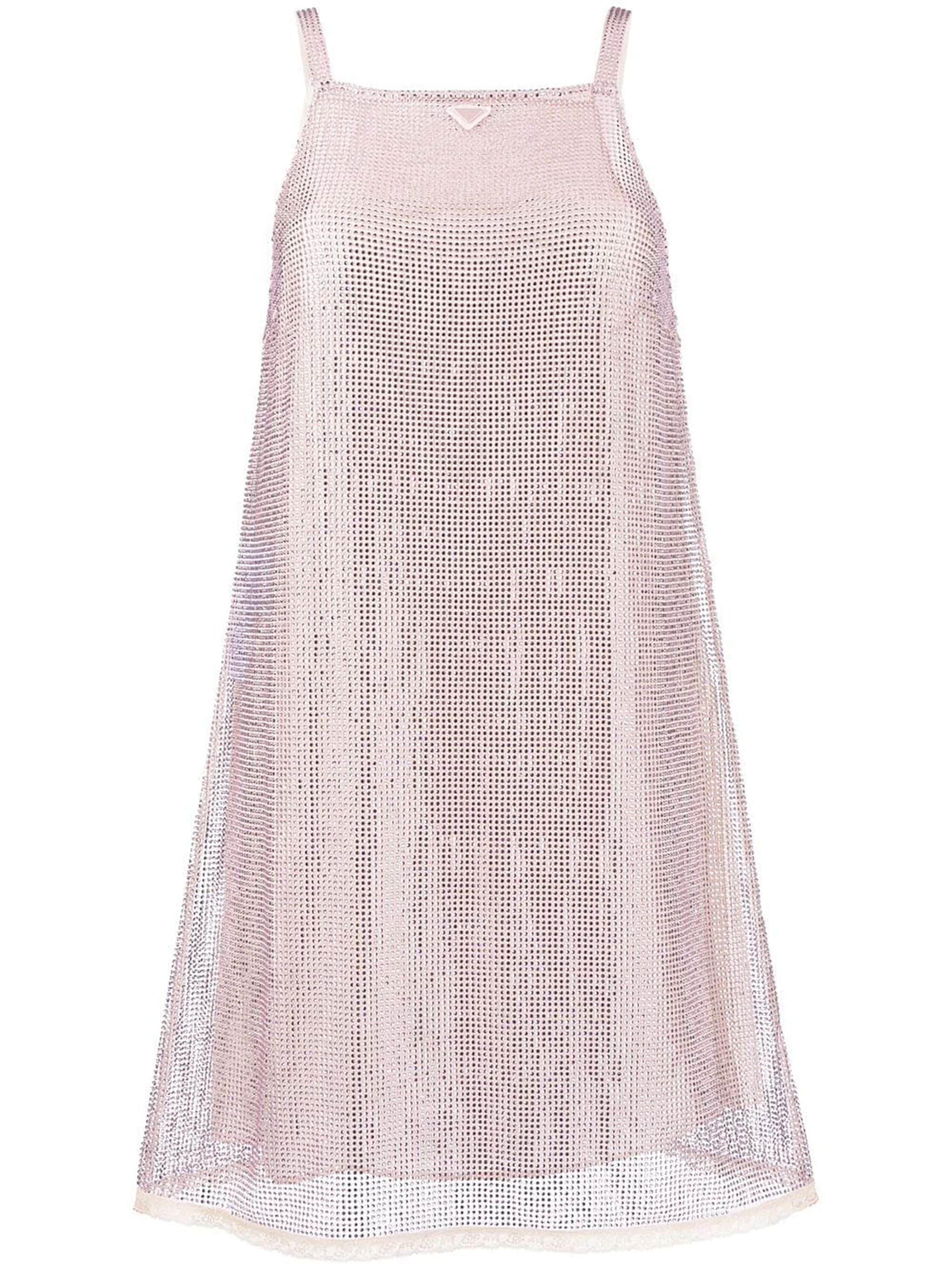 rhinestone-embellished mesh minidress - 1
