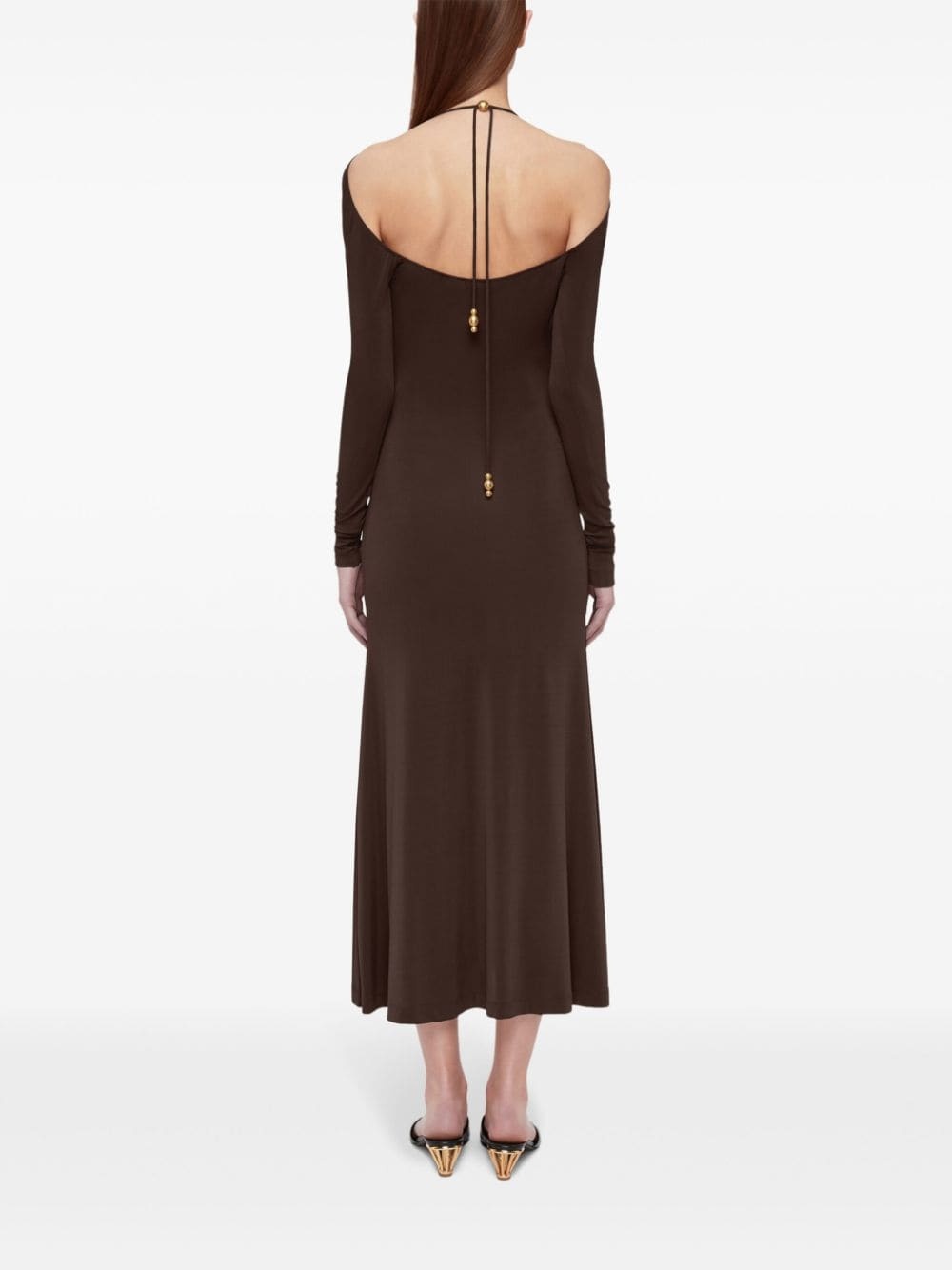 open-back crepe maxi dress - 3