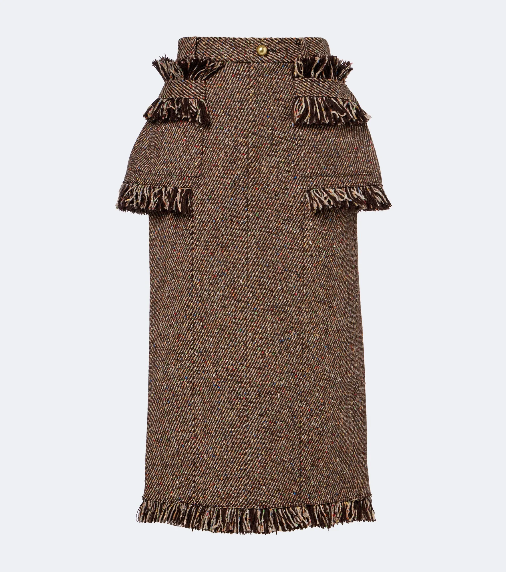 Fringed peplum tweed midi skirt - 1