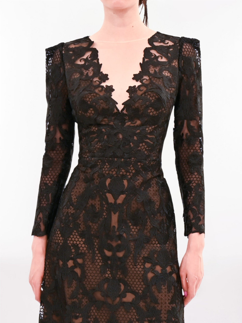 Marchesa NOCTURNES LONG SLEEVE LACE GOWN outlook