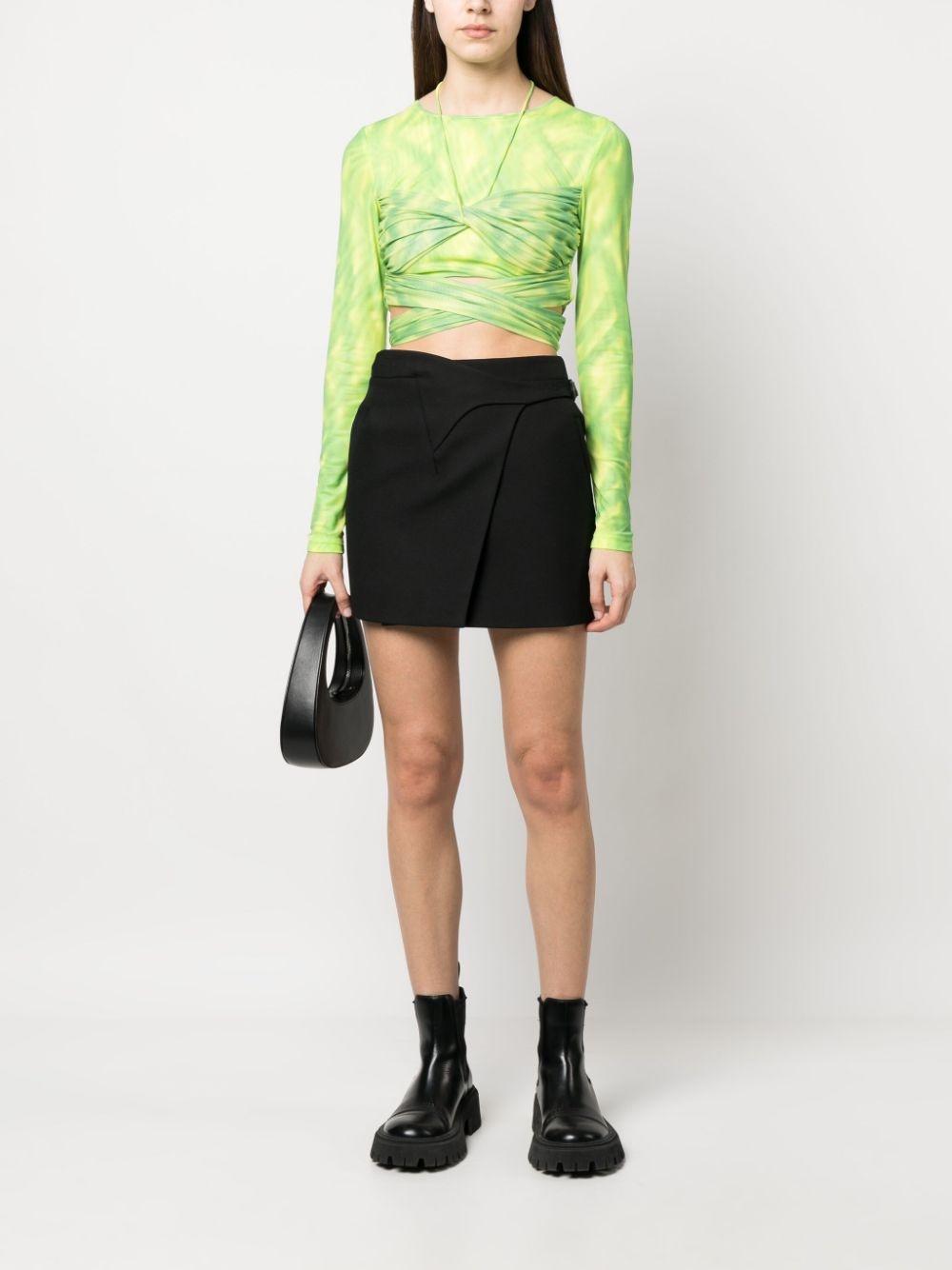 layered cropped tie-dye top - 2