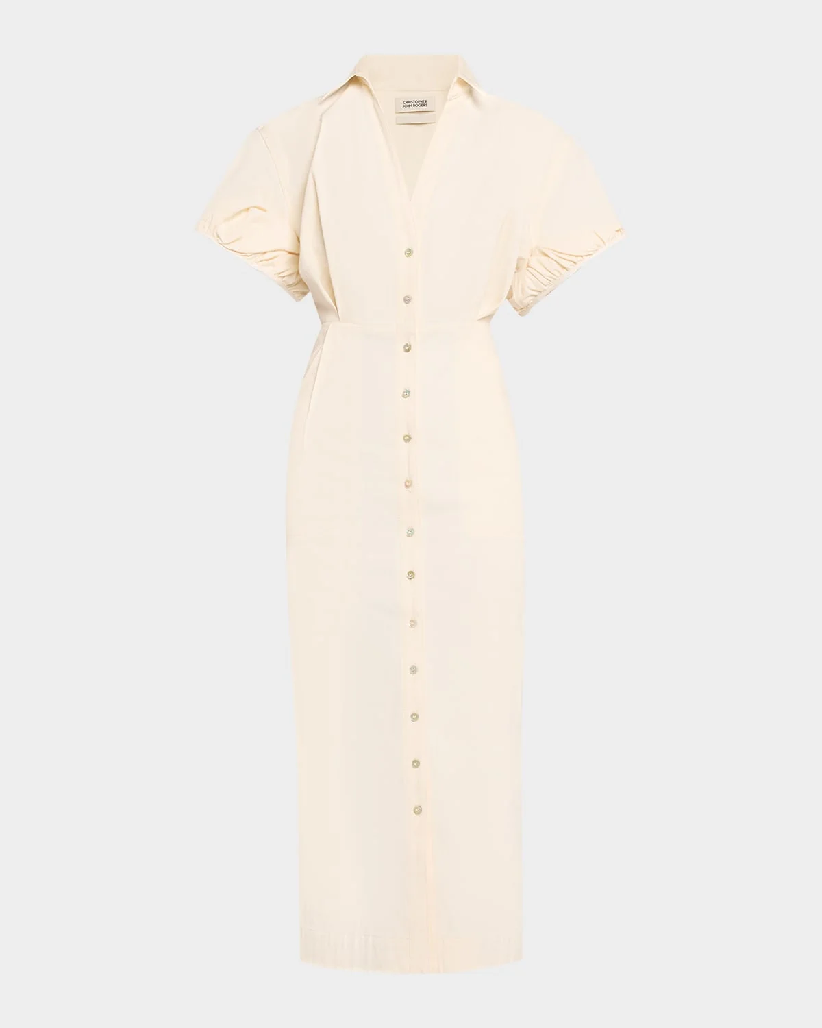 Rolled Short-Sleeve Midi Shirtdress - 1