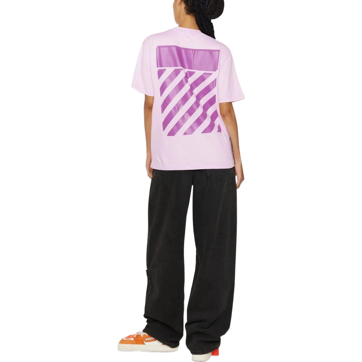 (WMNS) Off-White Diag-Print Short-Sleeved T-shirt 'Light Pink' OWAA049F22JER0013632 - 3