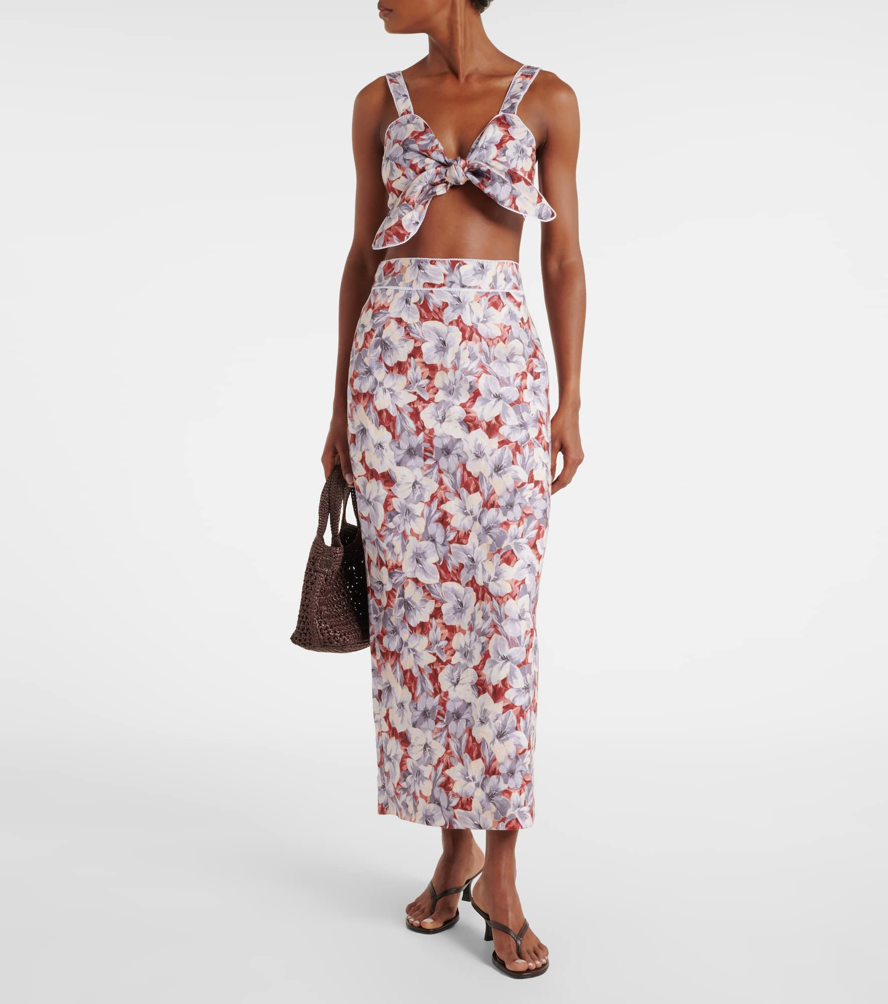 Luna floral linen crop top - 2