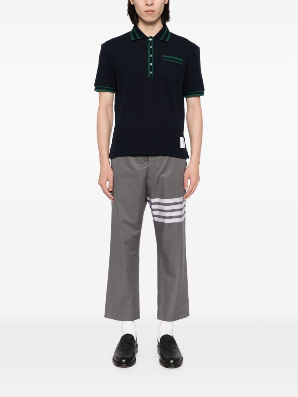 Pointelle cotton knit polo shirt - 2