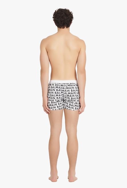 Bicolor white and black swim trunks with Balmain monogram - 3