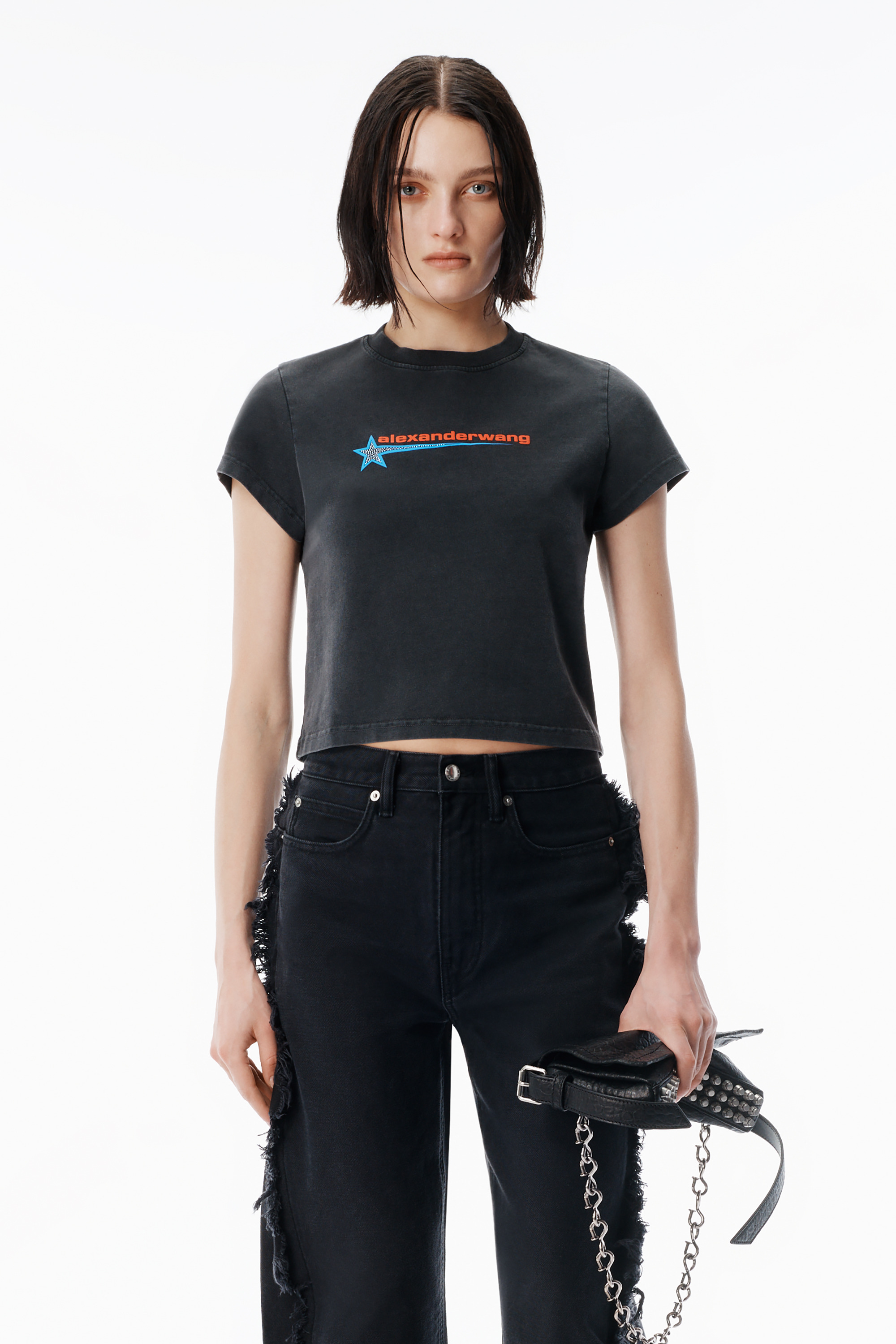 Black Crystal Hotfix Star Jersey Tee - 2