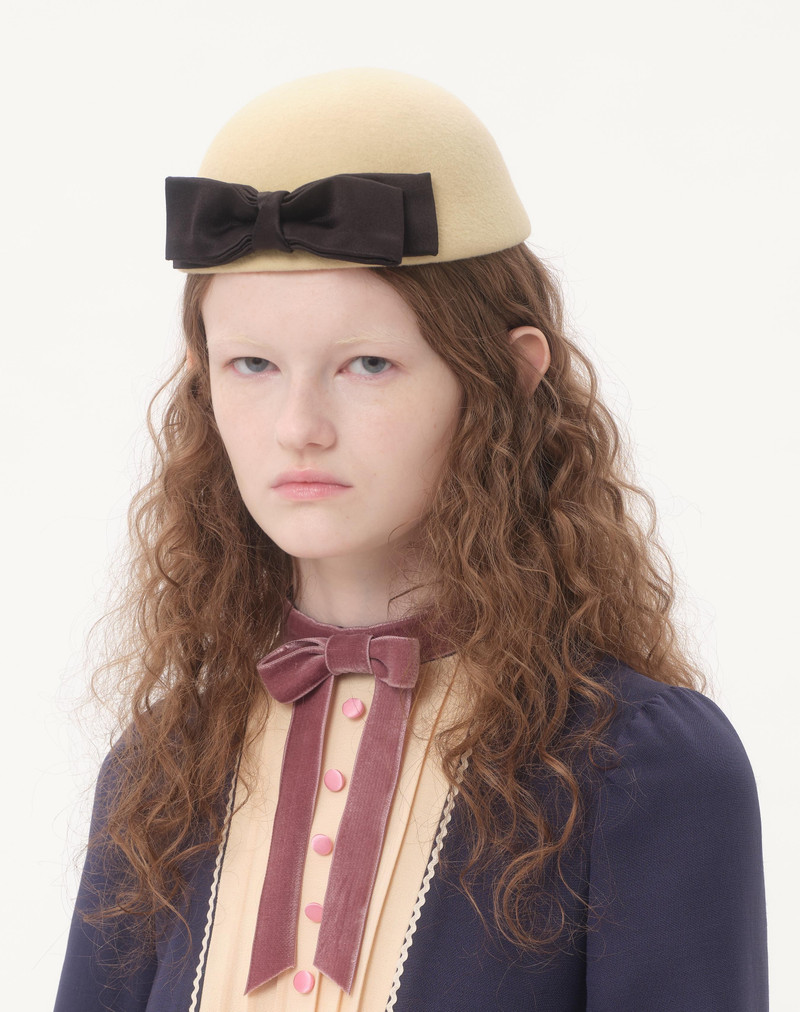 Valentino VLOGO SIGNATURE HAT IN LAPIN FABRIC WITH SATIN BOW outlook