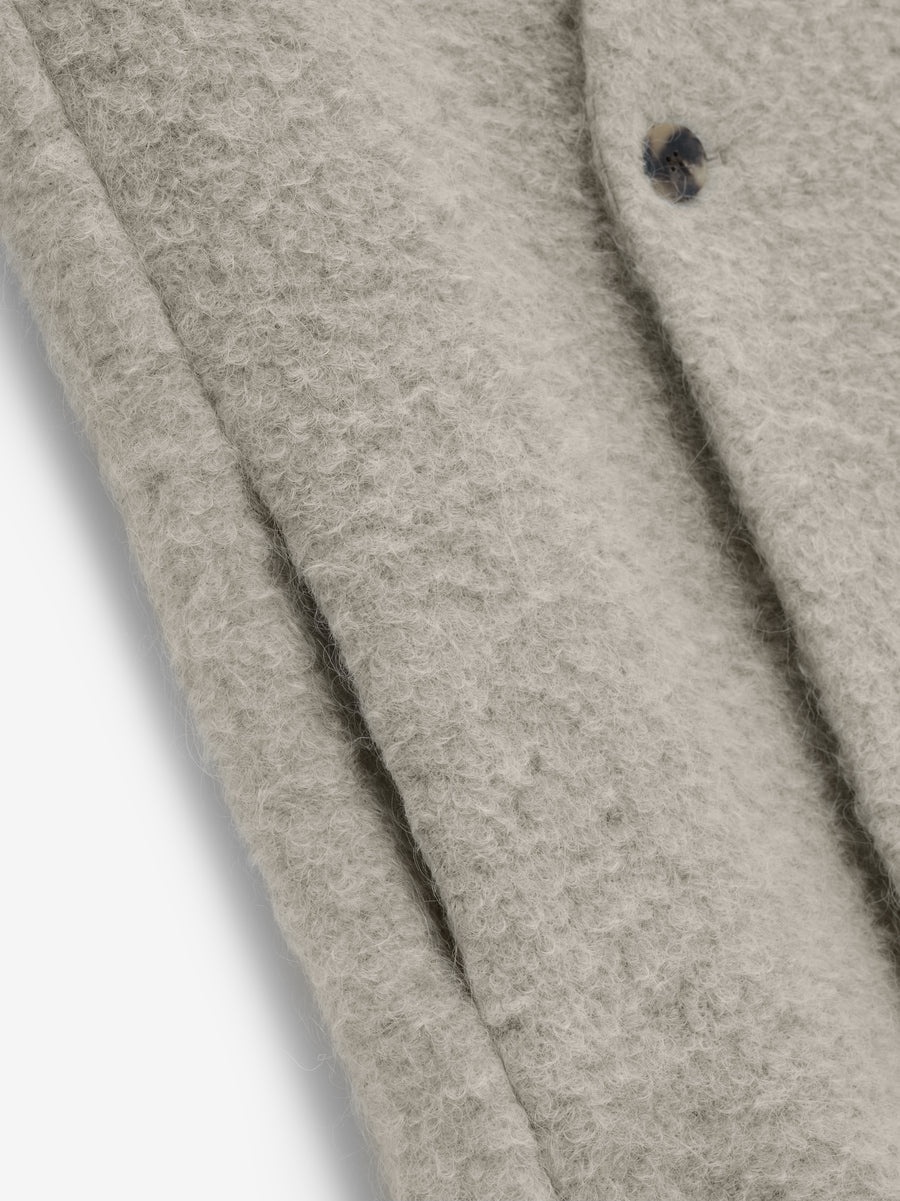 Wool Boucle Lapelless Coat - 5