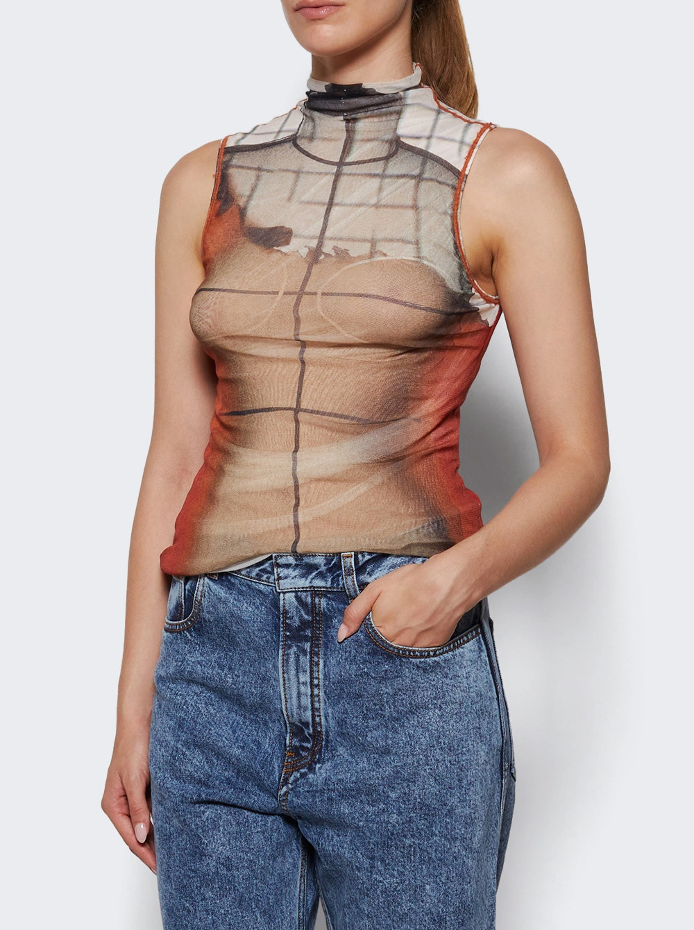 Mesh Tank Top Fire Print - 2