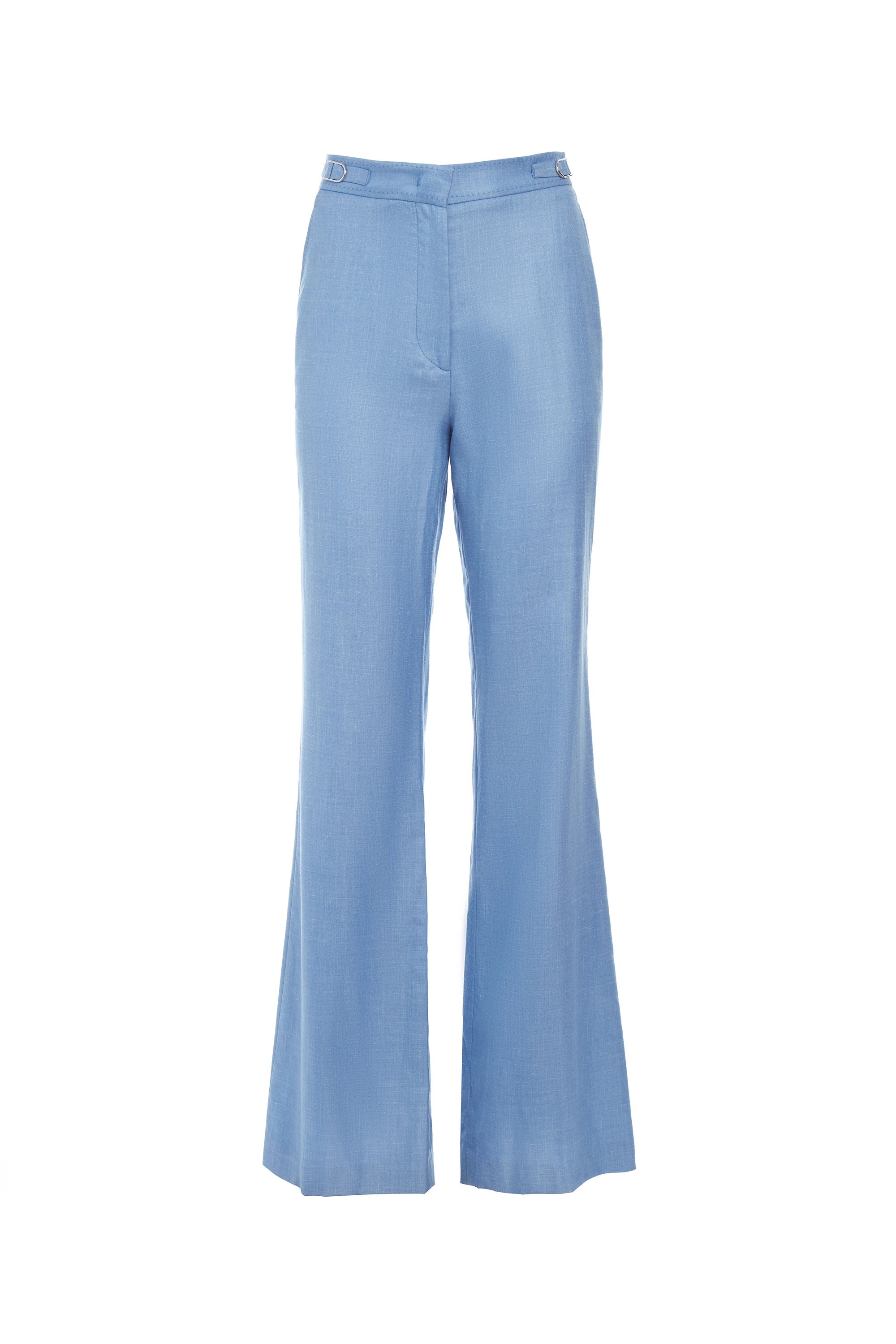 Vesta Pant in Light Blue Silk Wool with Linen - 1