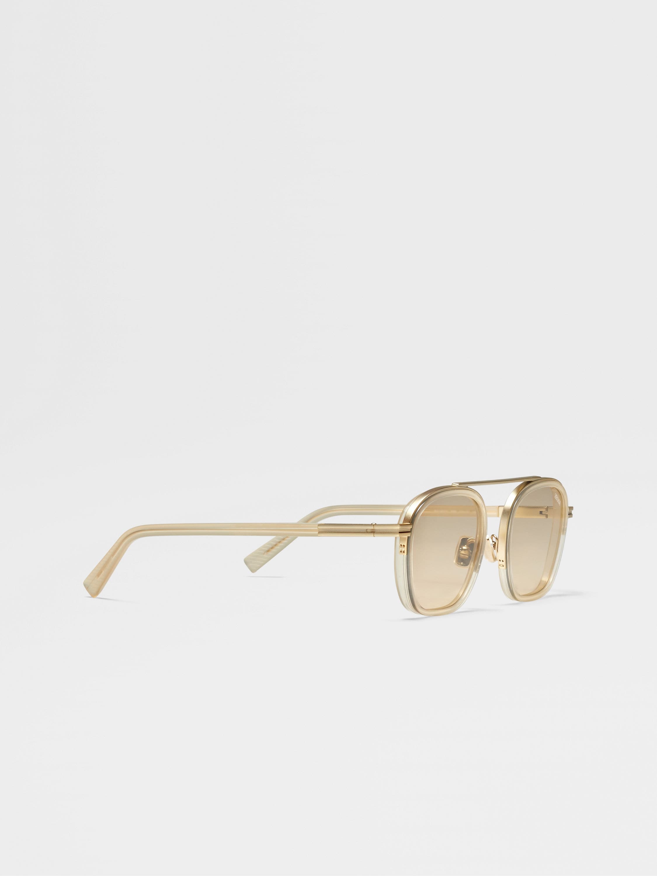 TRANSPARENT DARK GREY ORIZZONTE I ACETATE AND METAL SUNGLASSES - 3