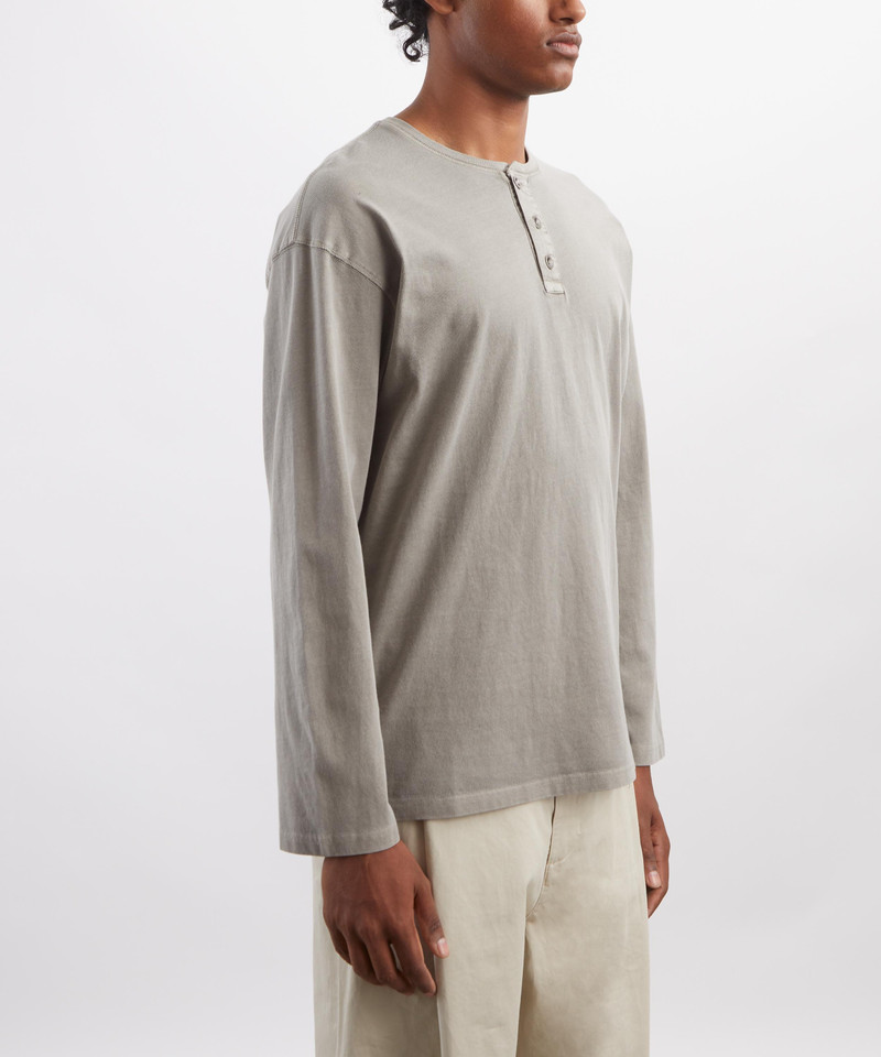 FrizmWORKS Pigment Dyeing Henley Long-Sleeve T-Shirt in Warm Grey outlook