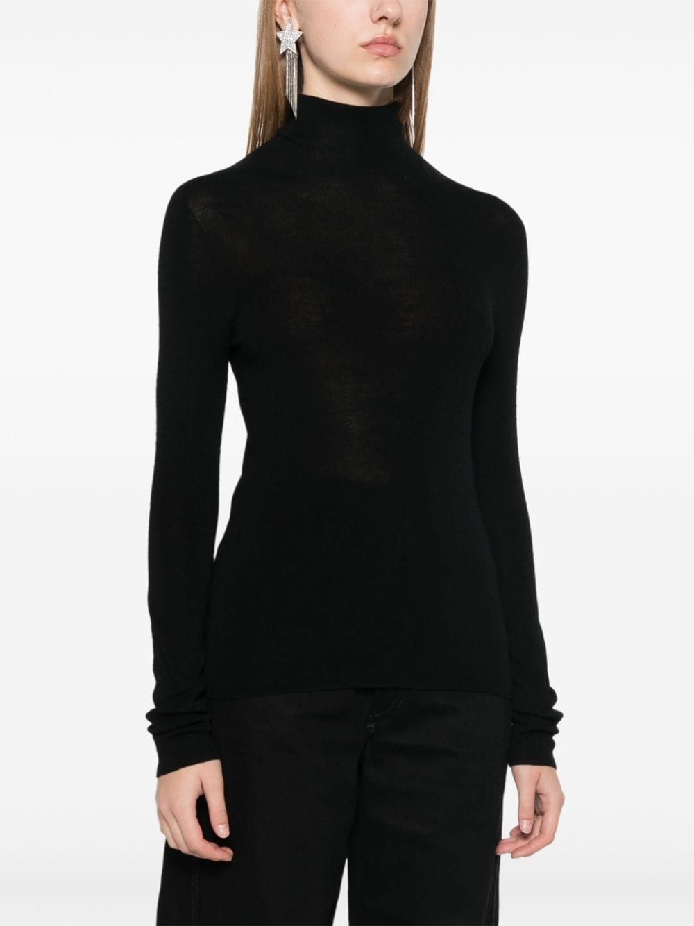 fine-ribbed roll-neck jumper - 3