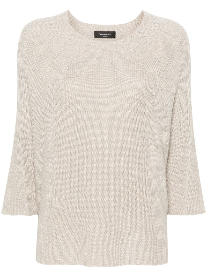 metallic-threading batwing-sleeves jumper 1