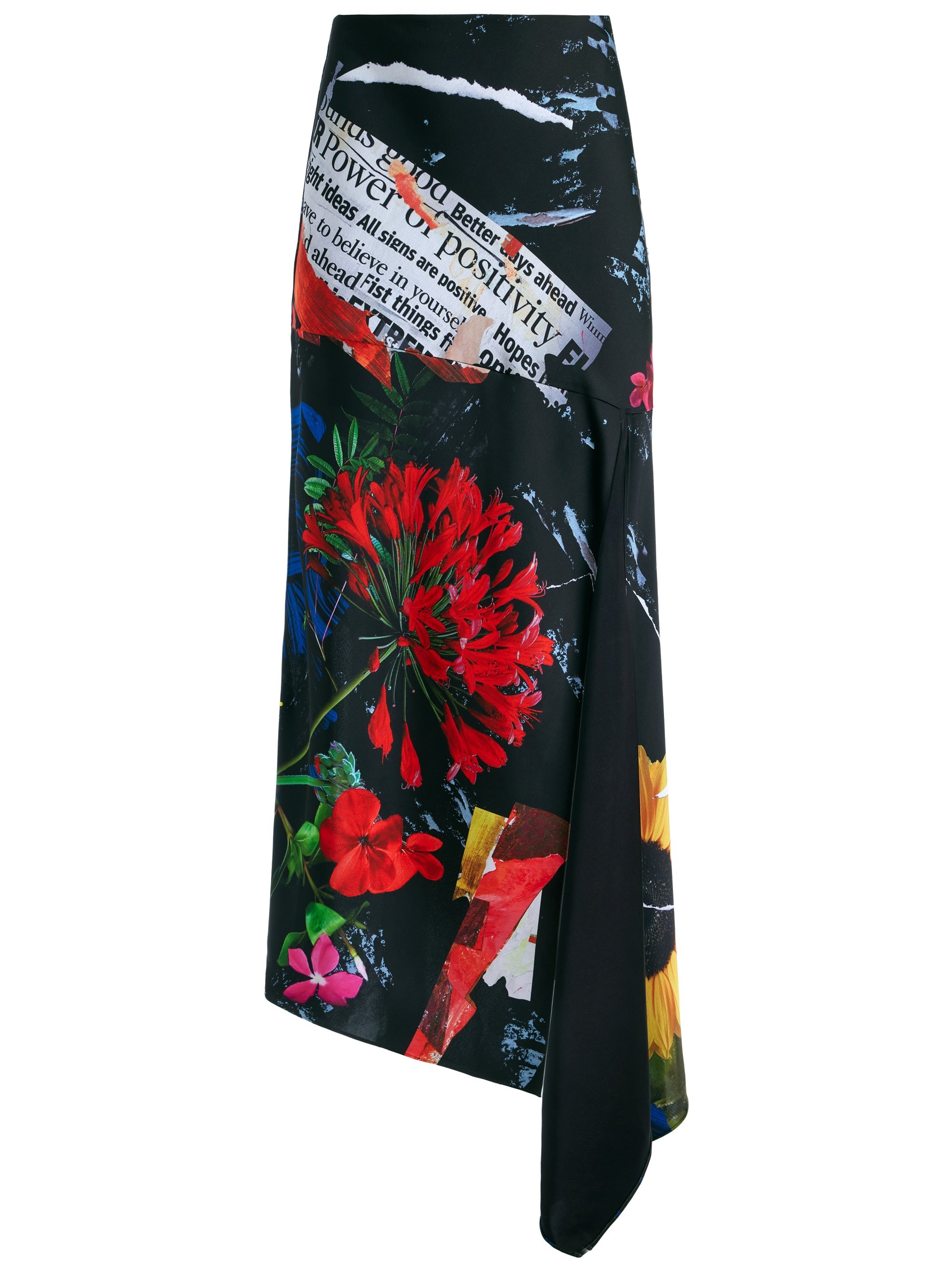 AYLA ASYMMETRIC HIGH SLIT MIDI SKIRT - 1