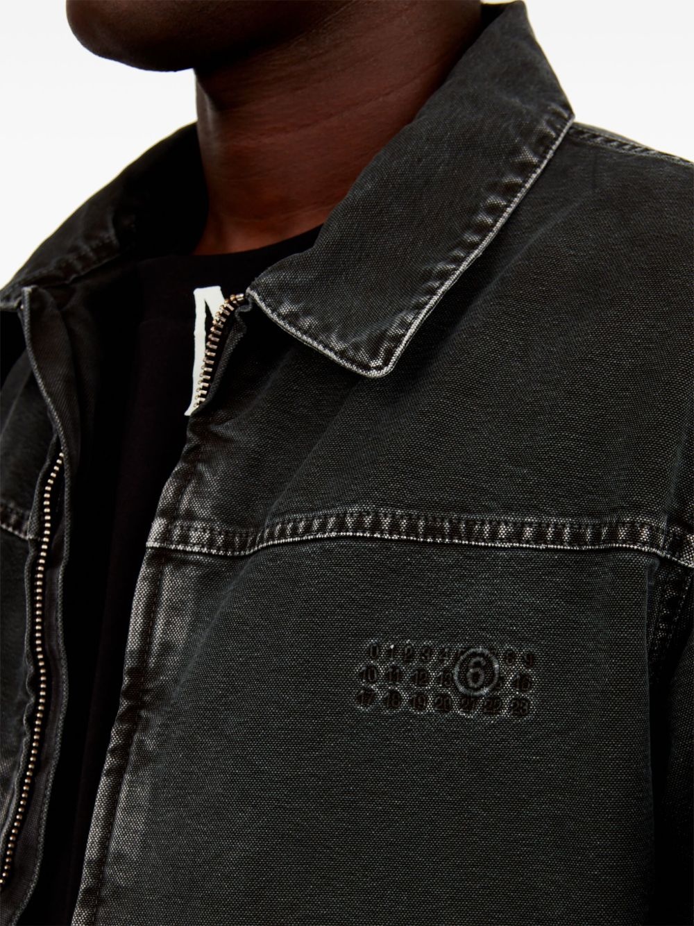 numbers-motif denim jacket - 7