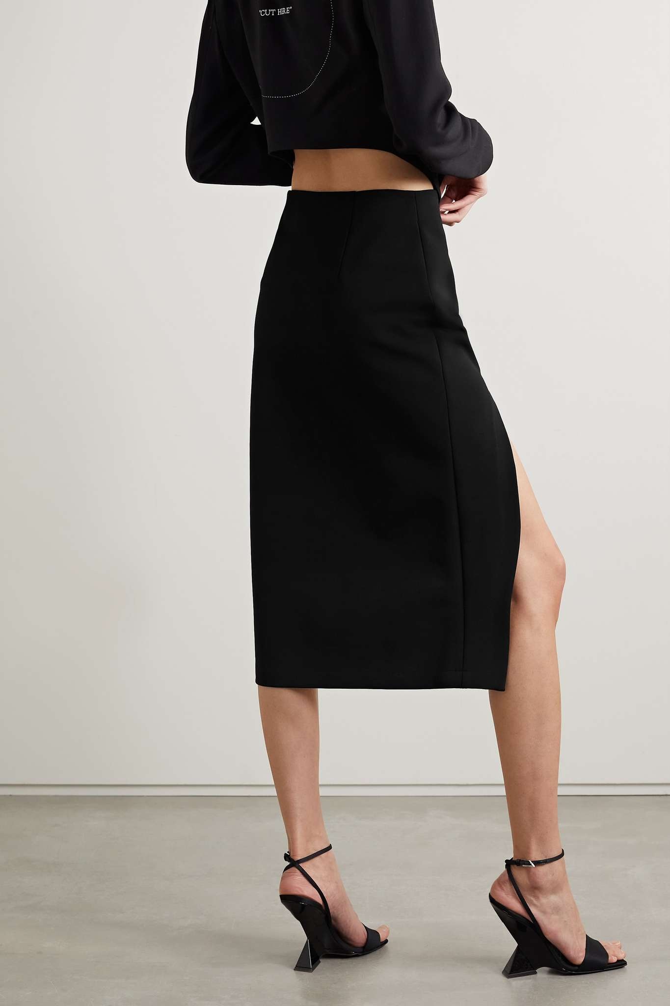 Asymmetric jersey midi skirt - 3