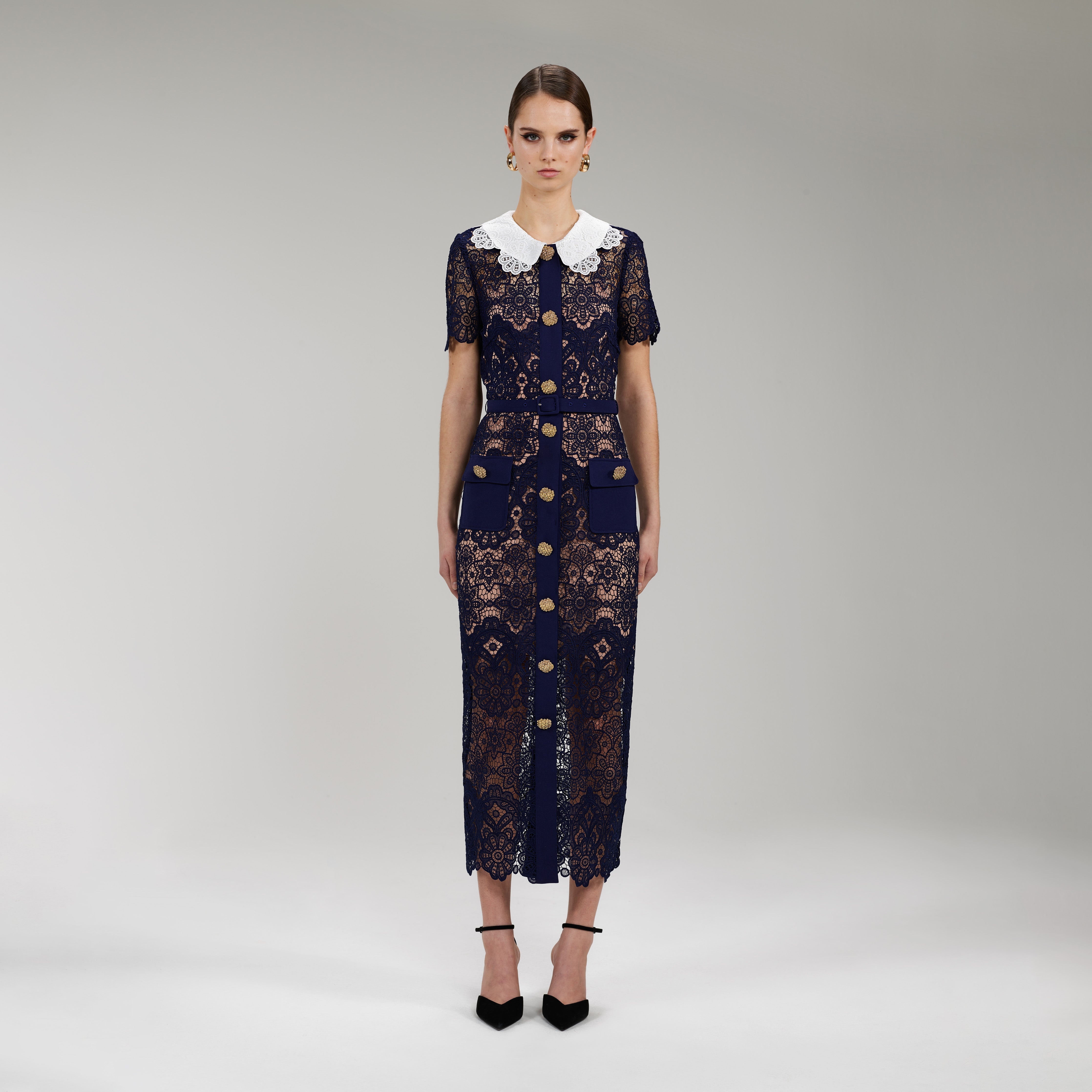 alaia sleeveless high-neck sculpted midi dress Alaïa-Wrap Denim Dress-Dresses