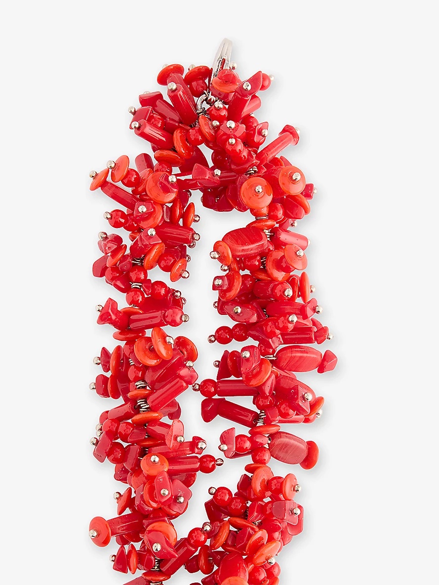 Ruby Silver-Tone Metal Beaded Bracelet - 5