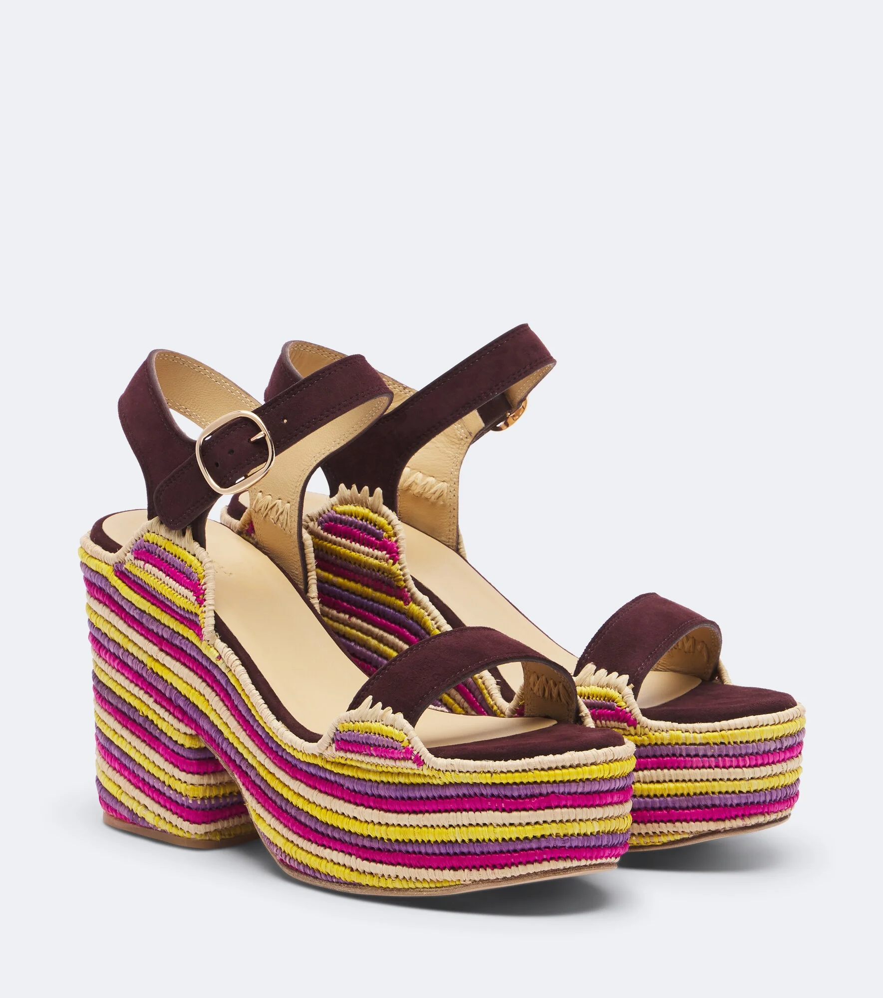 Sardis suede and raffia platform sandals - 1