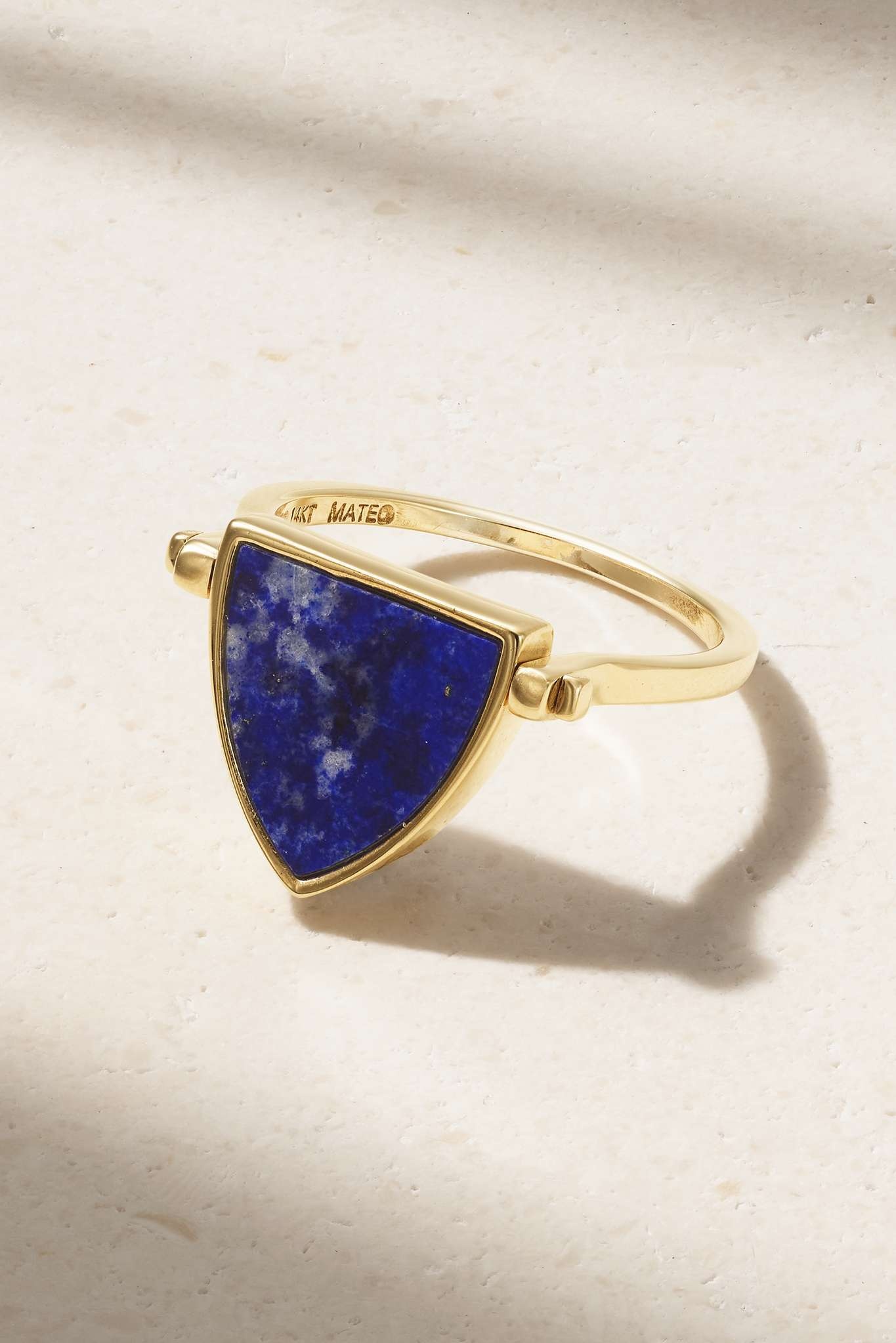 Flip 14-karat gold, lapis lazuli and diamond ring - 1