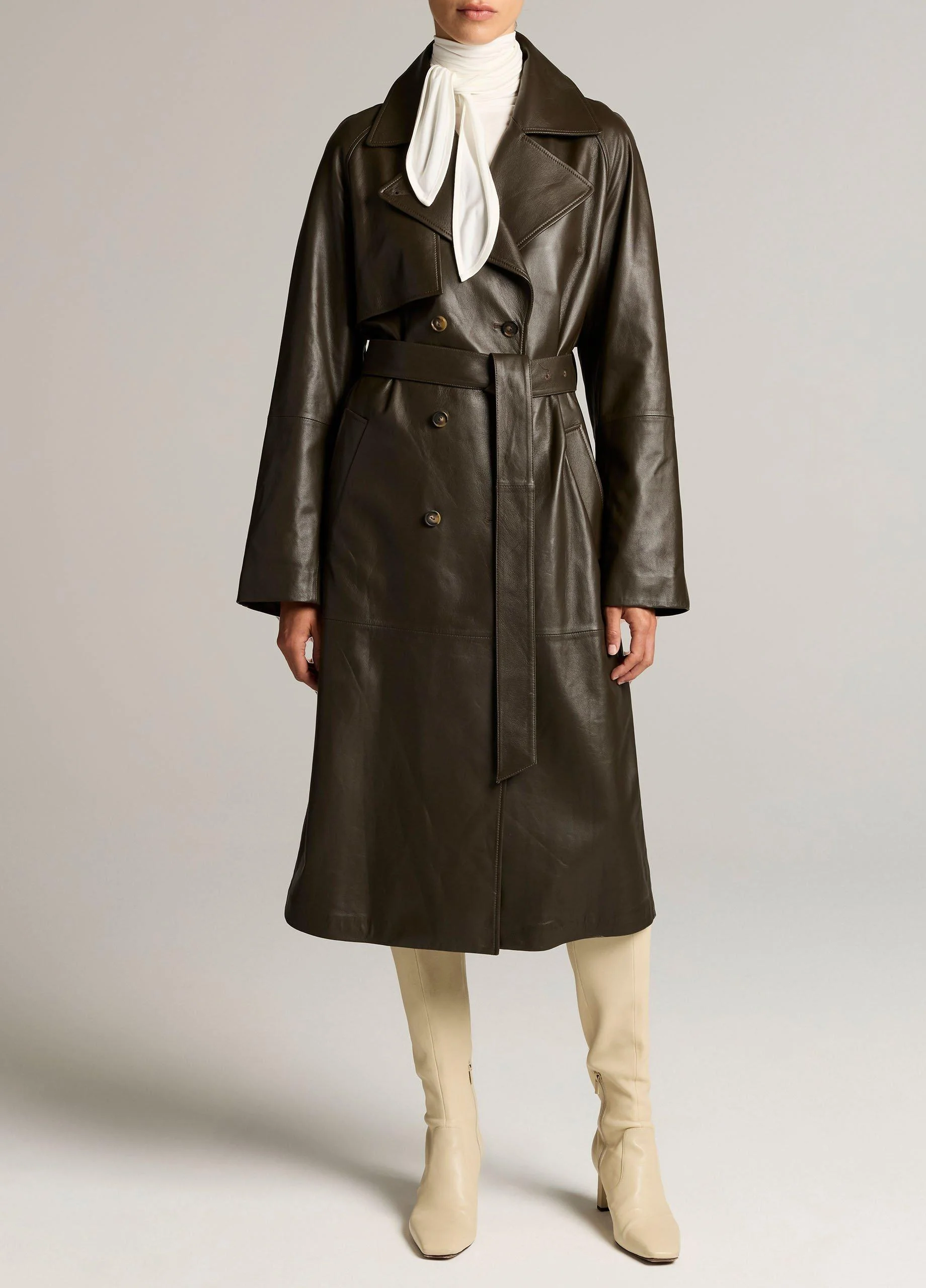 Leather Trench Coat - 1