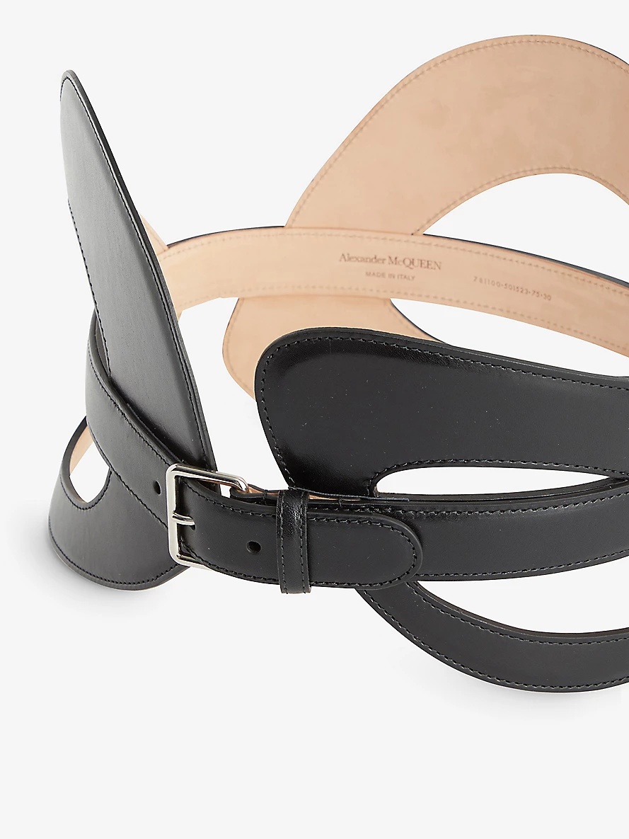 Cut-out curved leather belt - 2