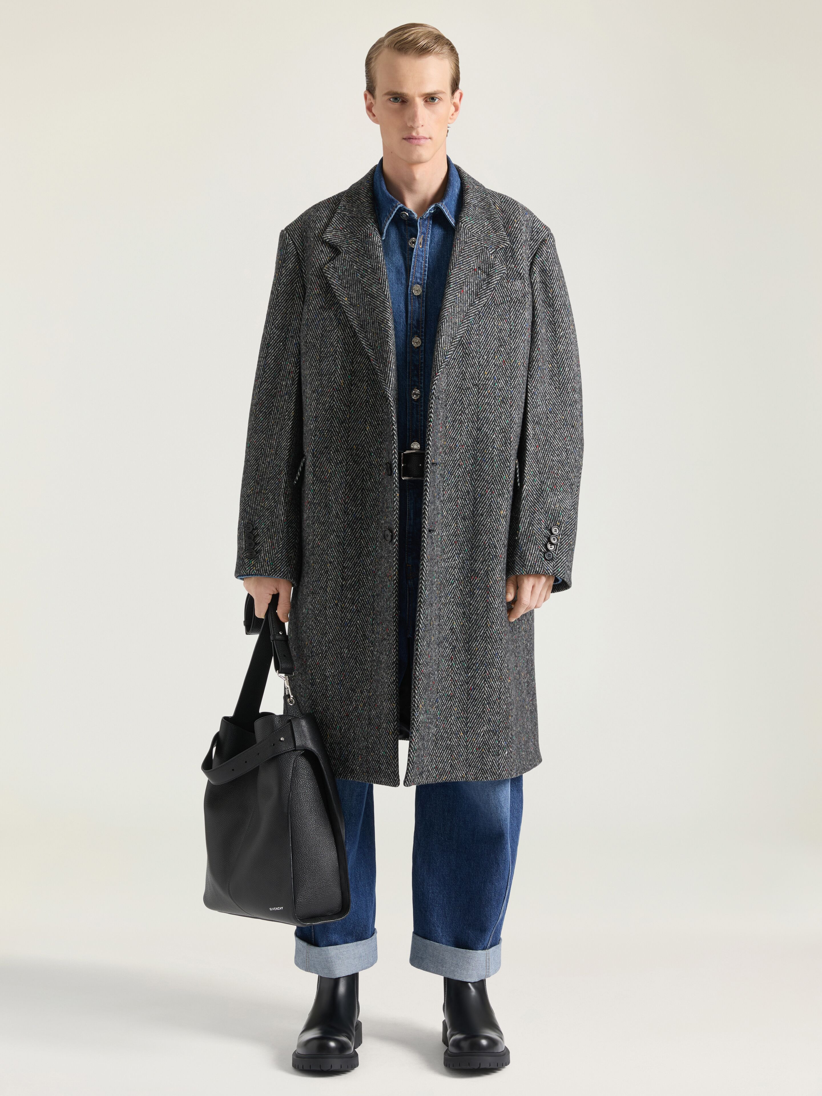 TAILORED COAT IN WOOL HERRINGBONE - 2