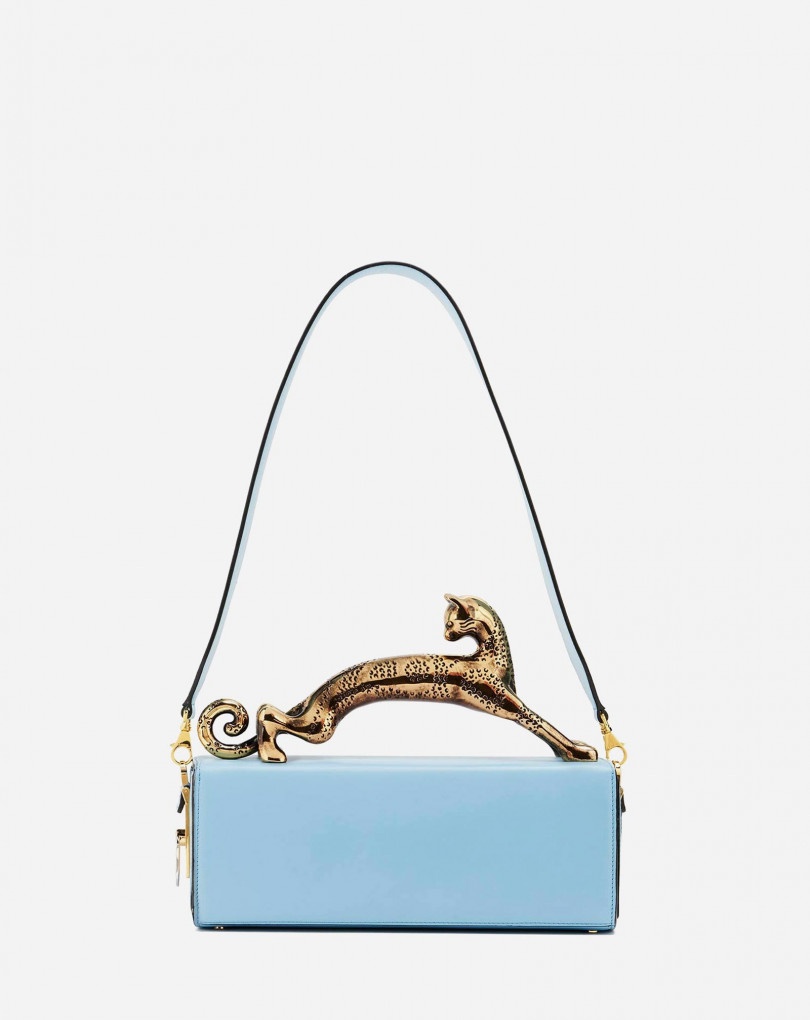 PENCIL CAT BAG IN SHINY CALFSKIN LEATHER AND RHINESTONES - 3