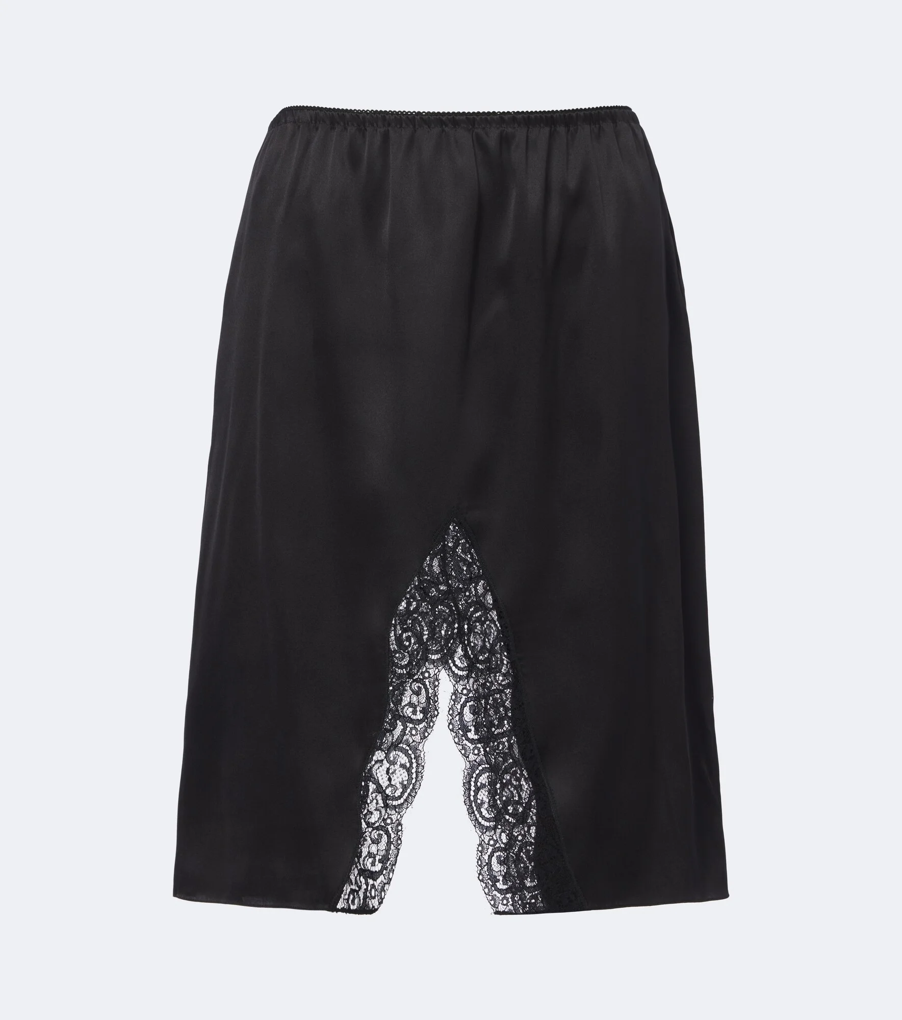Lace-trimmed silk satin slip skirt - 1