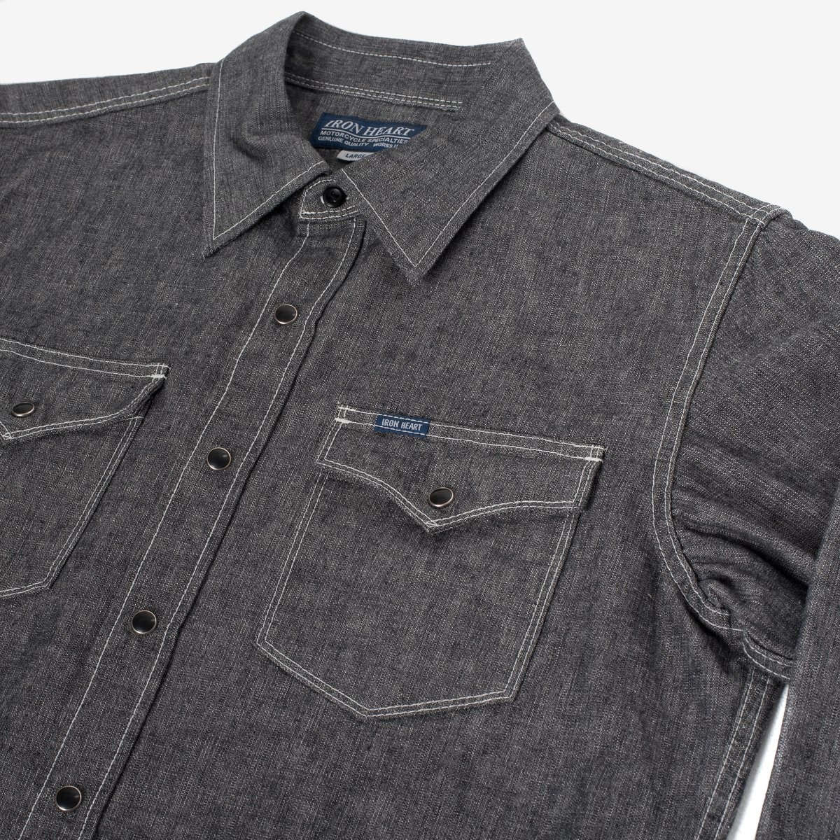 10oz Selvedge Chambray Single Yoke Western Shirt - Black - 6