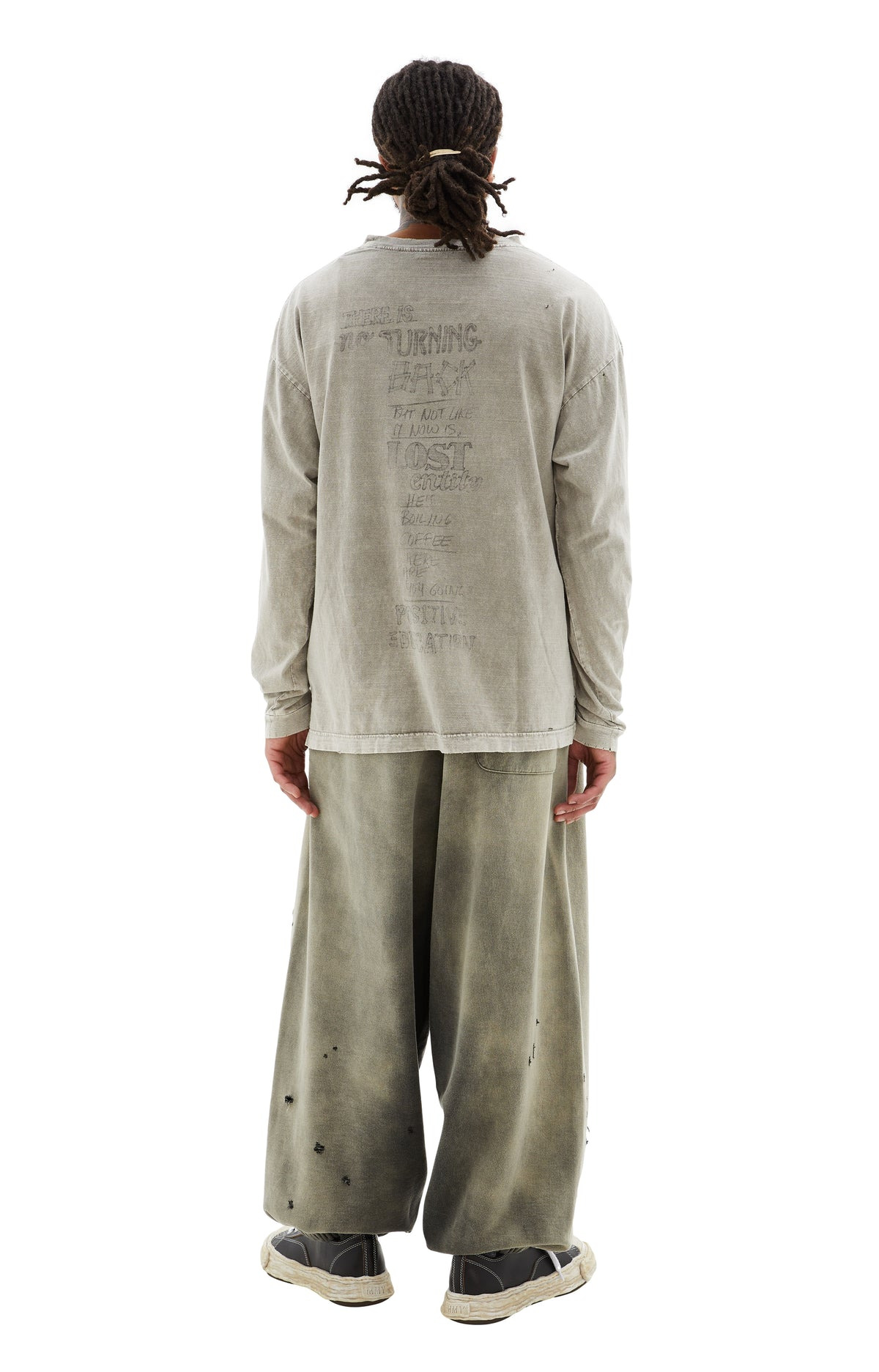BLEACHED LONG SLEEVE T-SHIRT (BEIGE) - 3
