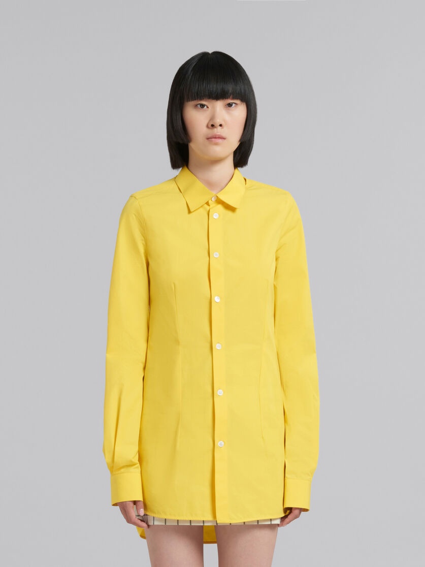 YELLOW FITTED POPLIN SHIRT WITH BALLOON SLEEVES - 2