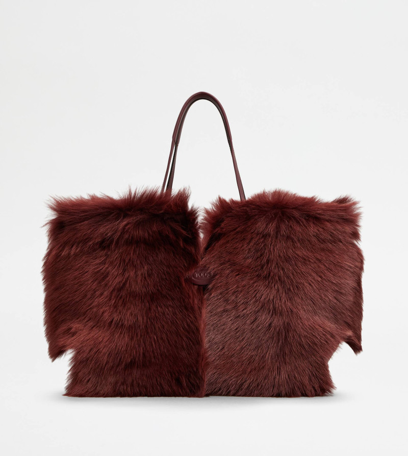 TOD'S DI BAG FOLIO IN FUR MEDIUM-SMALL - BURGUNDY 1