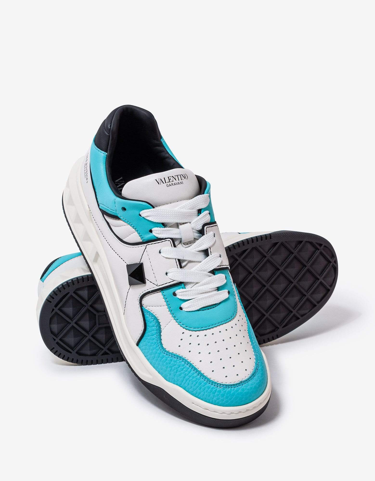 Valentino White & Blue One Stud Trainers - 6